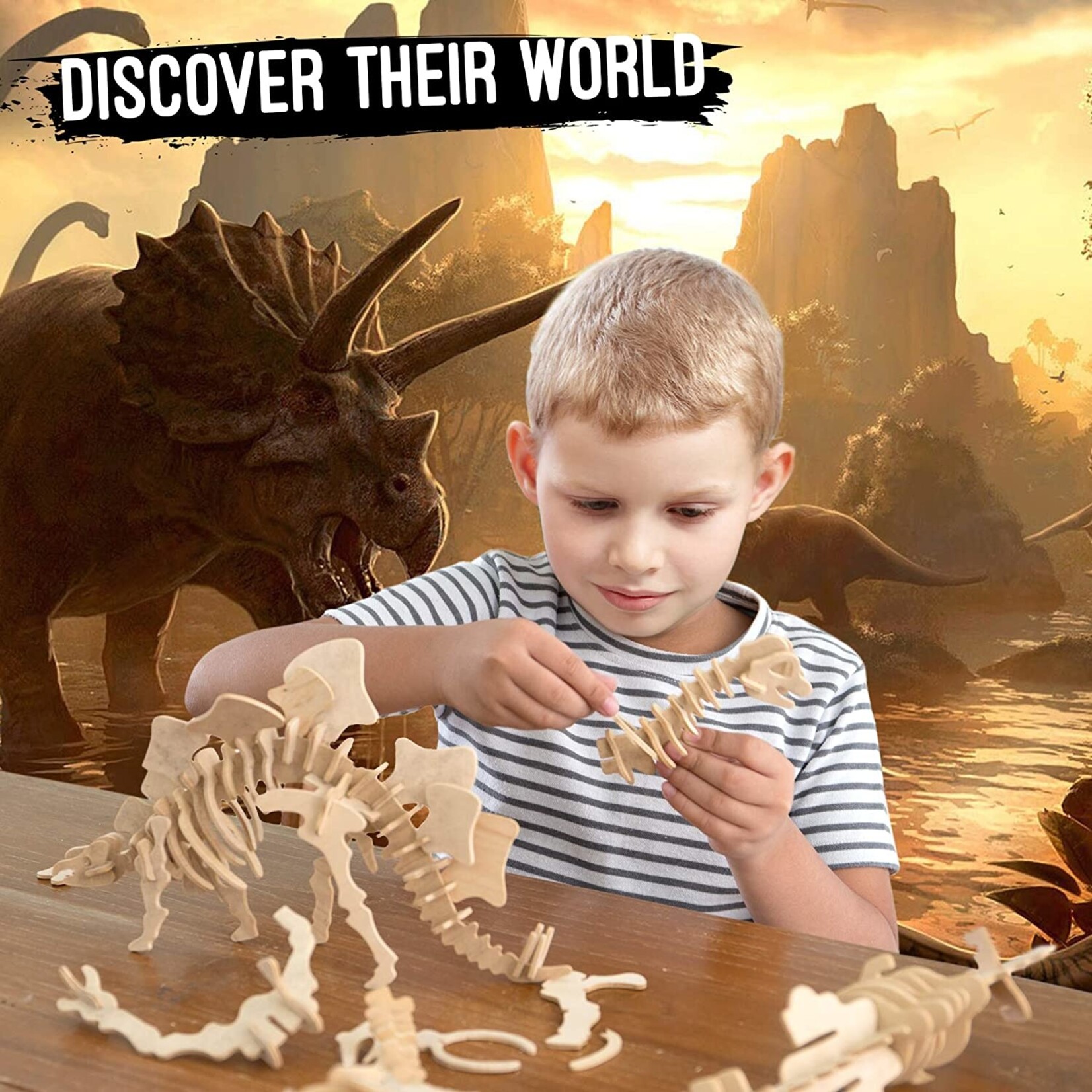 Hands Craft 3D Wooden Puzzle 6ct - Dinosaur