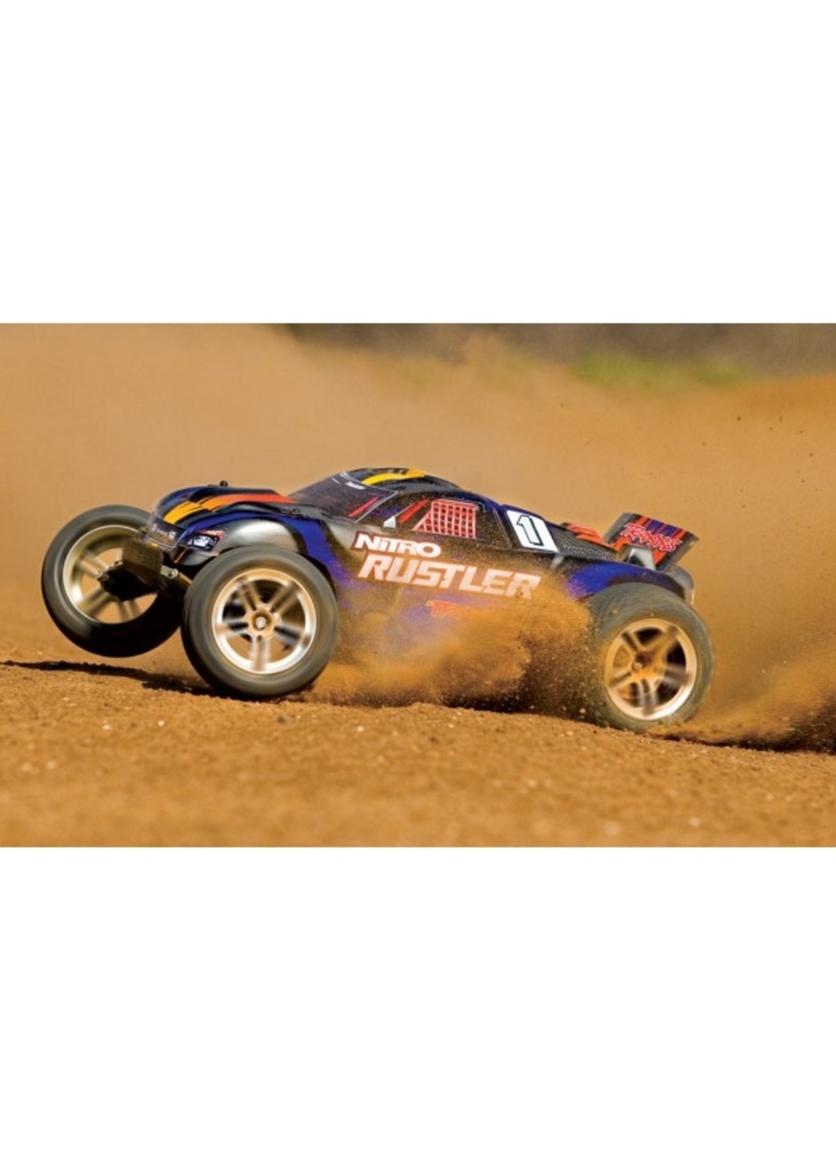 Traxxas 1/10 Rustler Nitro 2WD Stadium Truck - Silver/Blue