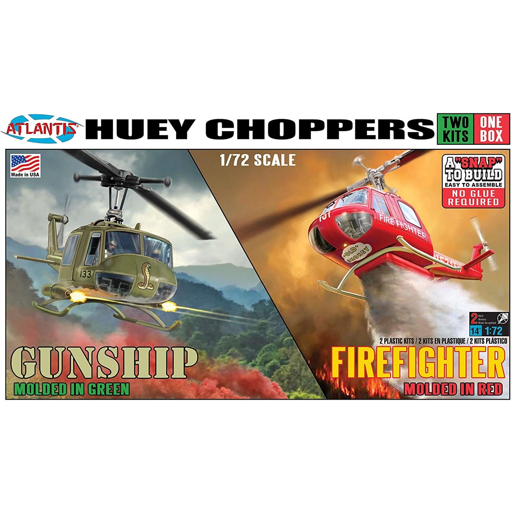 Atlantis 1/72 Huey Gunship & Huey Firefighter
