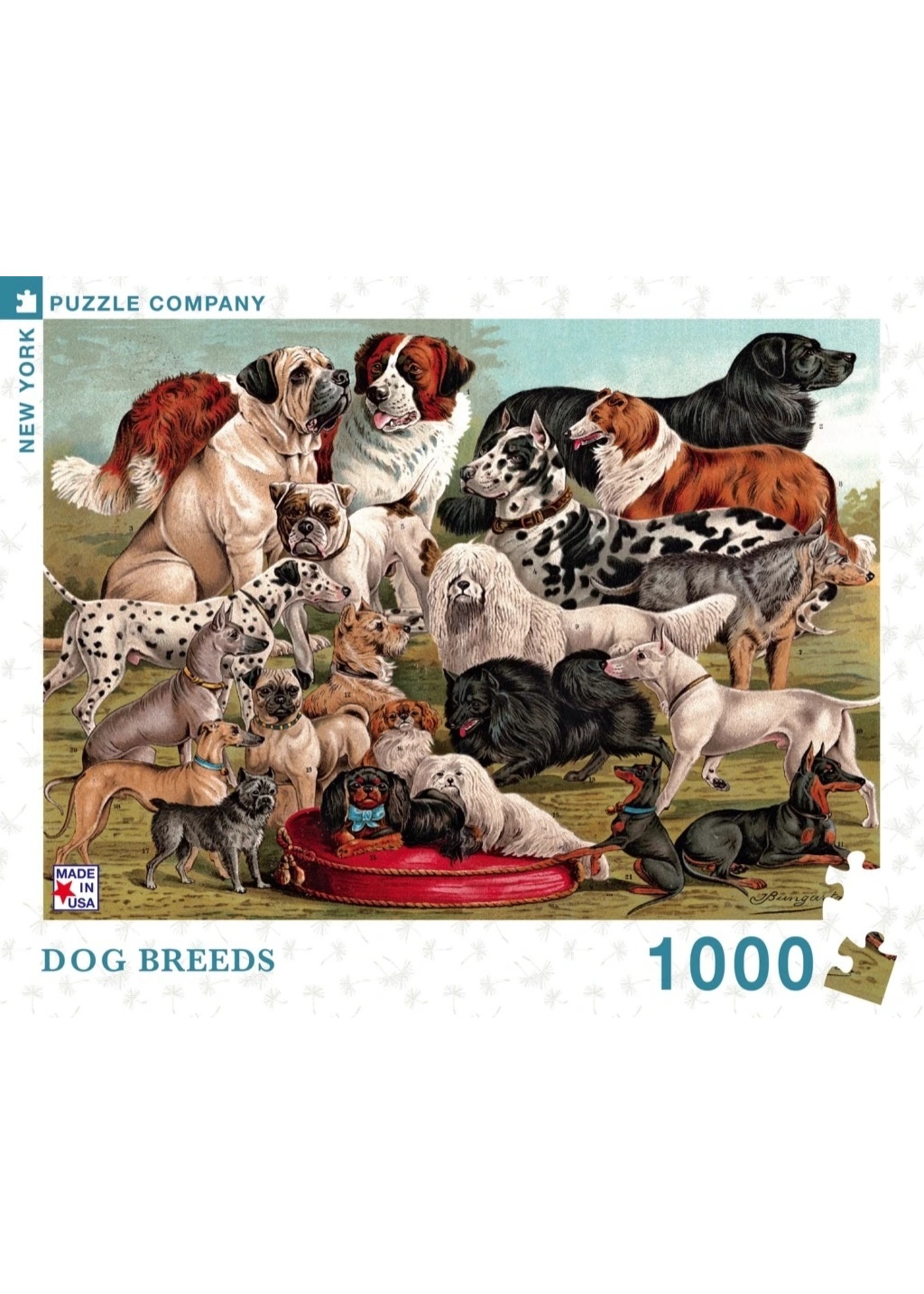 New York Puzzle Co Dog Breeds - 1000 Piece Puzzle