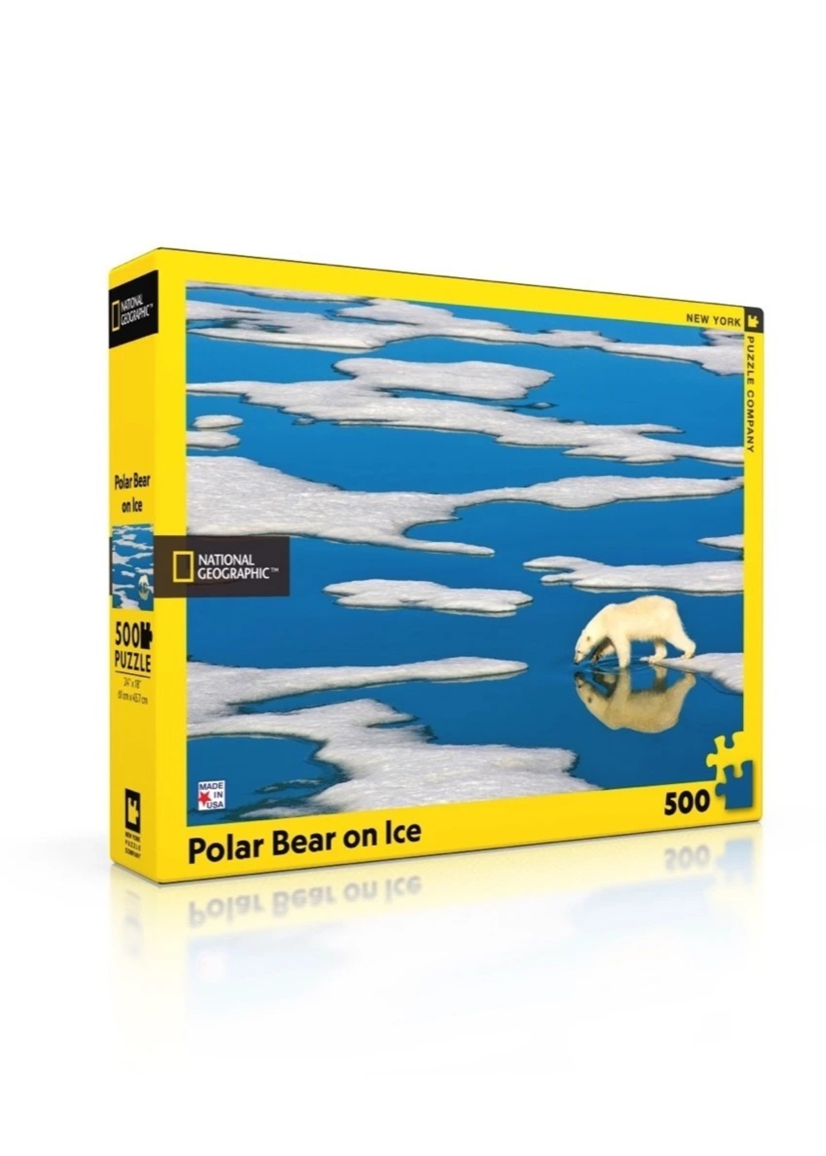 New York Puzzle Co Polar Bear on Ice - 500 Piece Puzzle