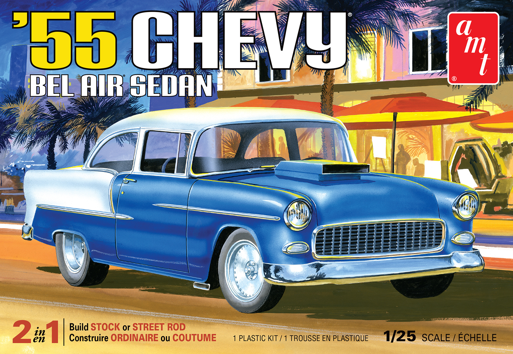 AMT 1119 - 1/25 1955 Chevy Bel Air Sedan Car Plastic Model Kit