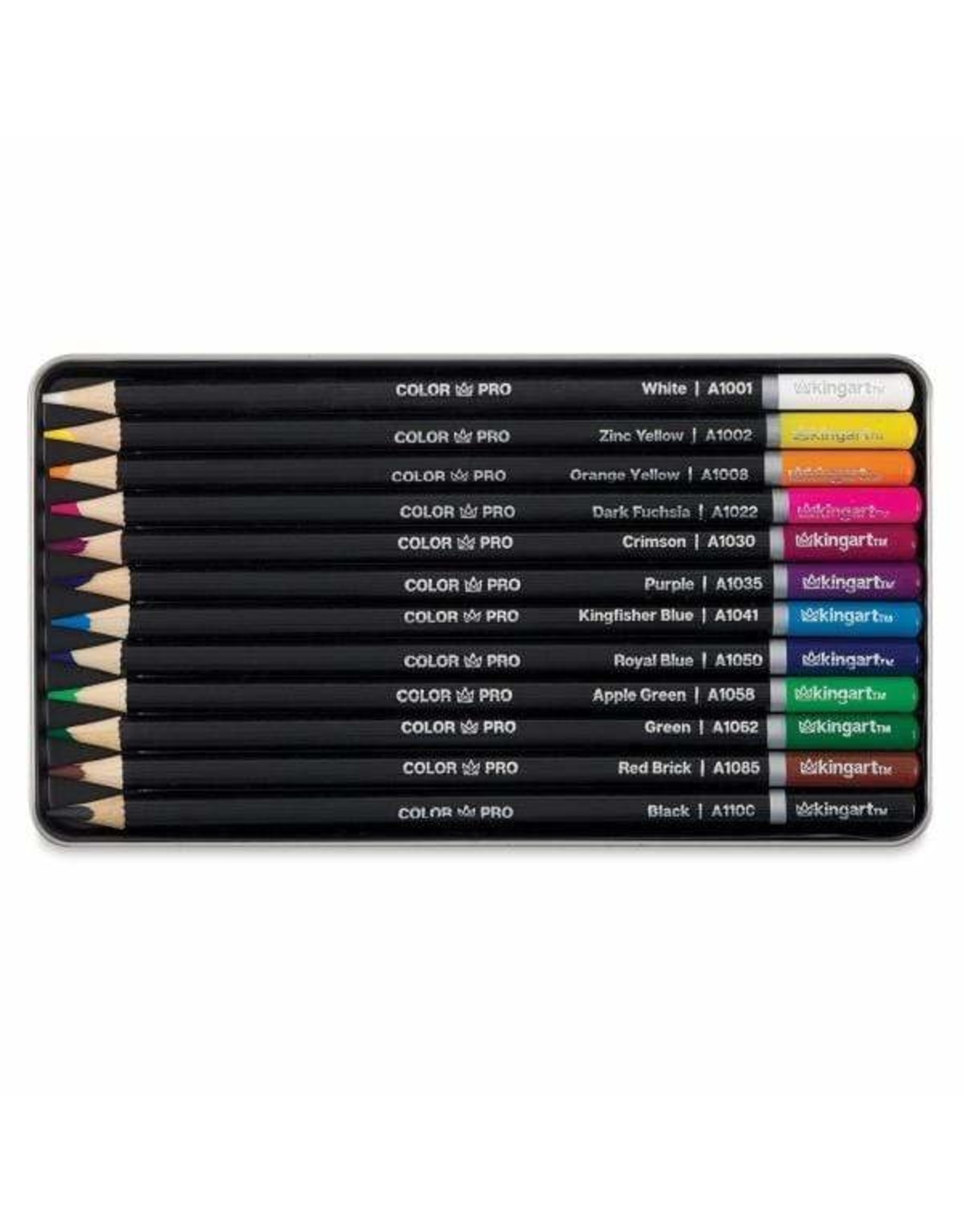 Kingart Soft Core Colored Pencils in Tin - 12 Unique Colors
