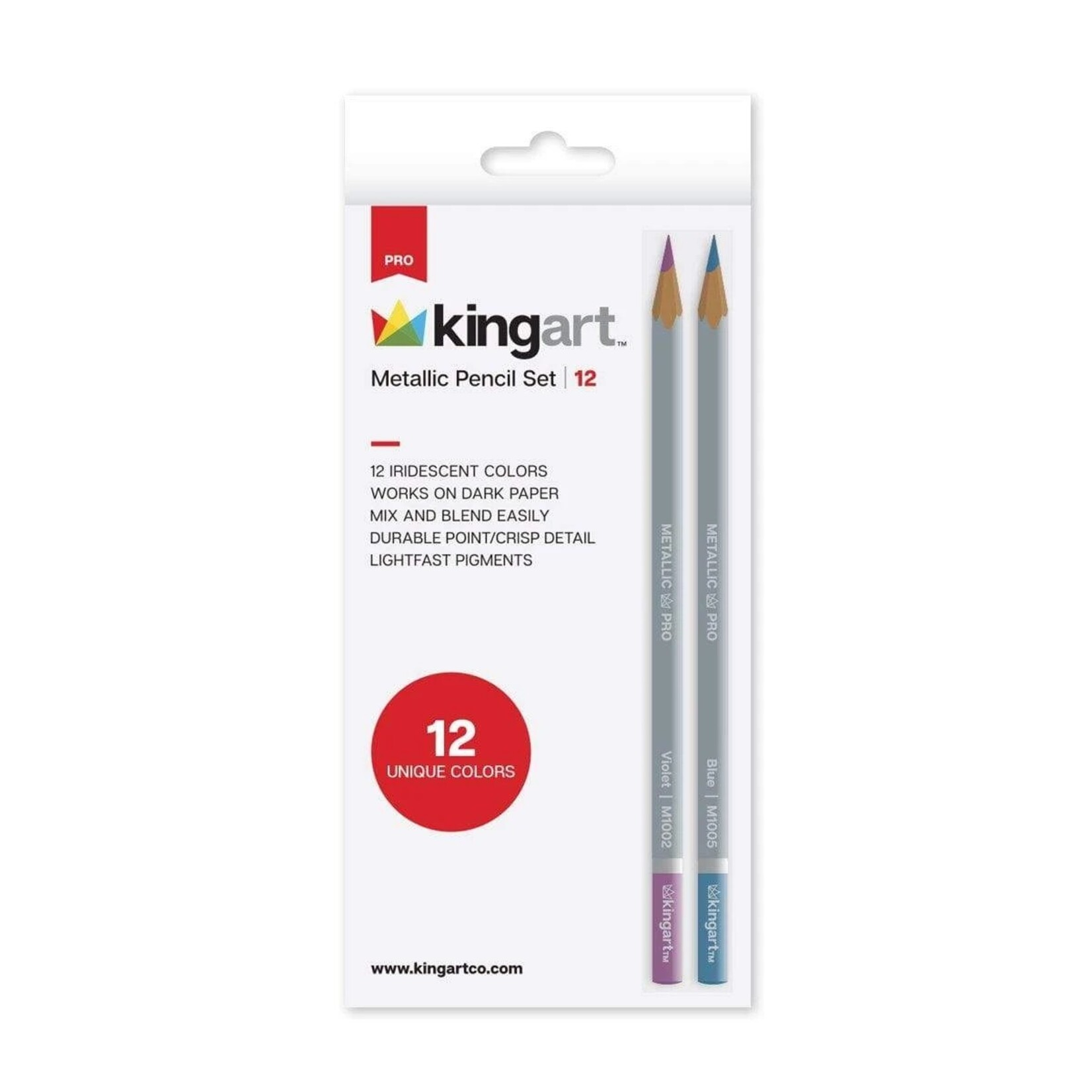 Kingart Metallic Colored Pencils in Tin - 12 Unique Colors