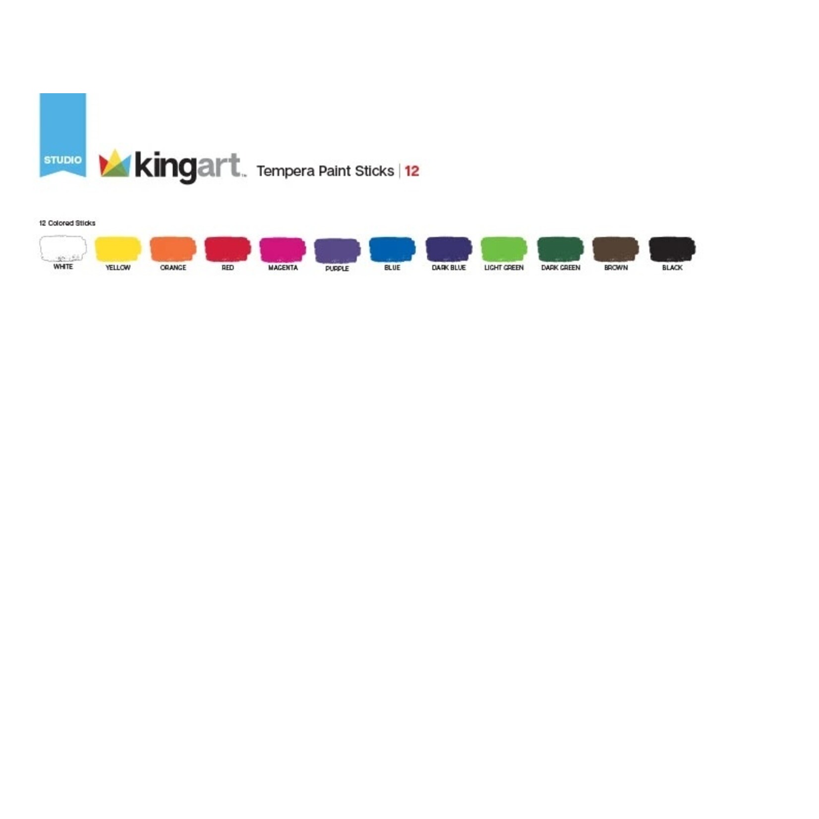 Kingart Tempera Paint Sticks - 12 Unique Colors
