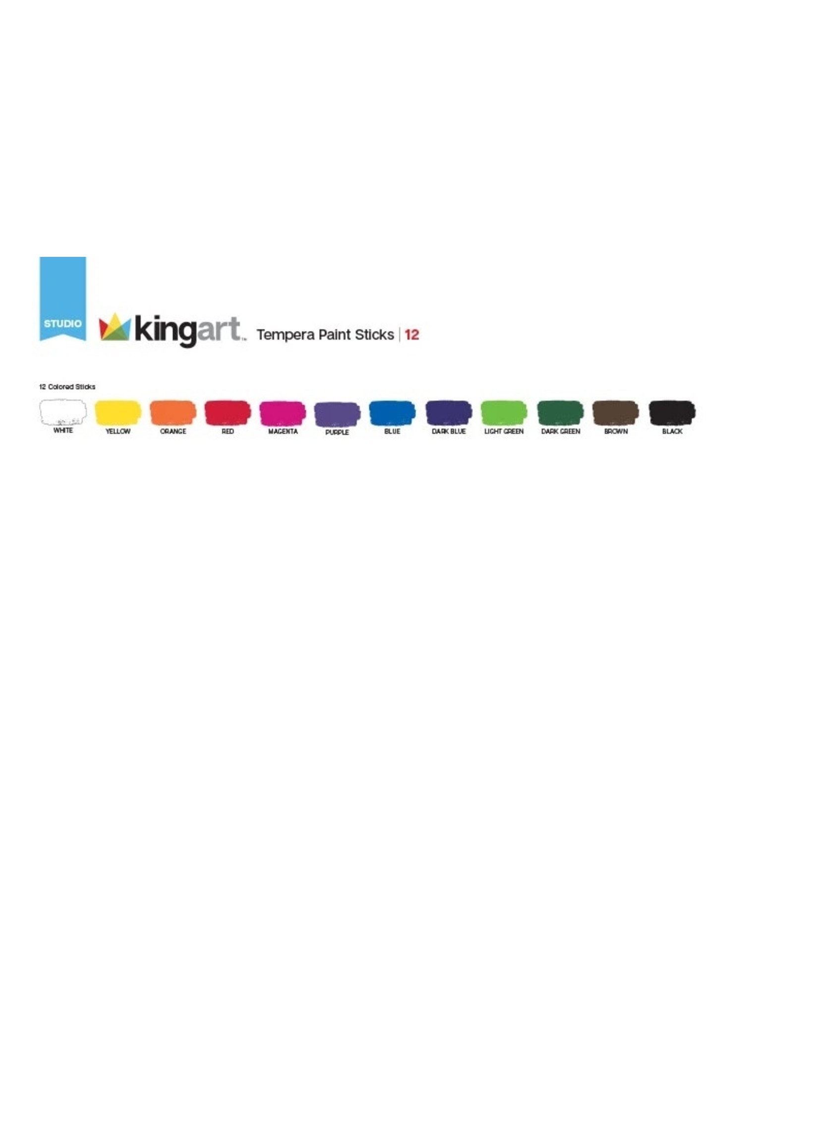 Kingart Tempera Paint Sticks - 12 Unique Colors