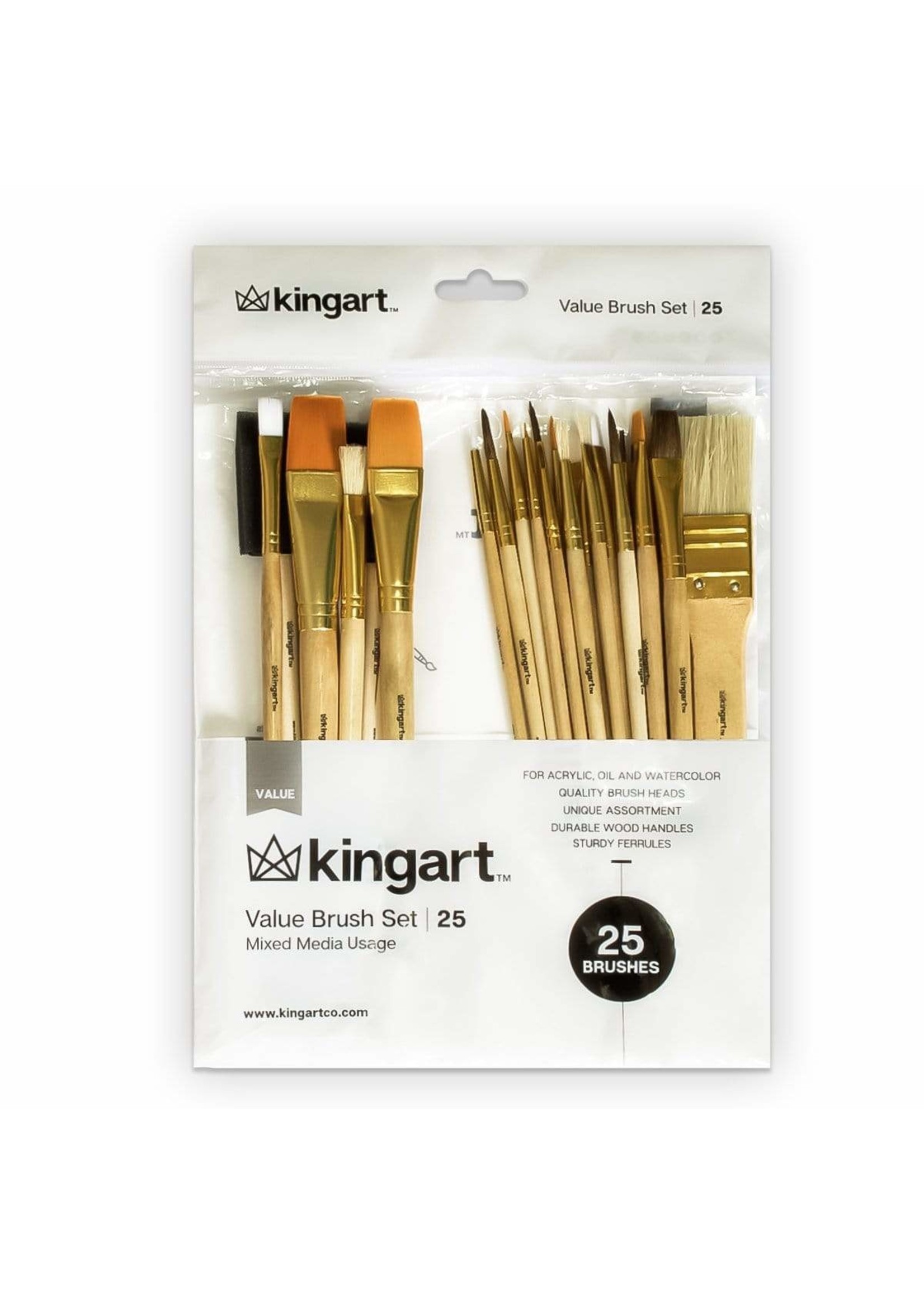 Kingart Mixed Media Brush Set - 25 Piece Set