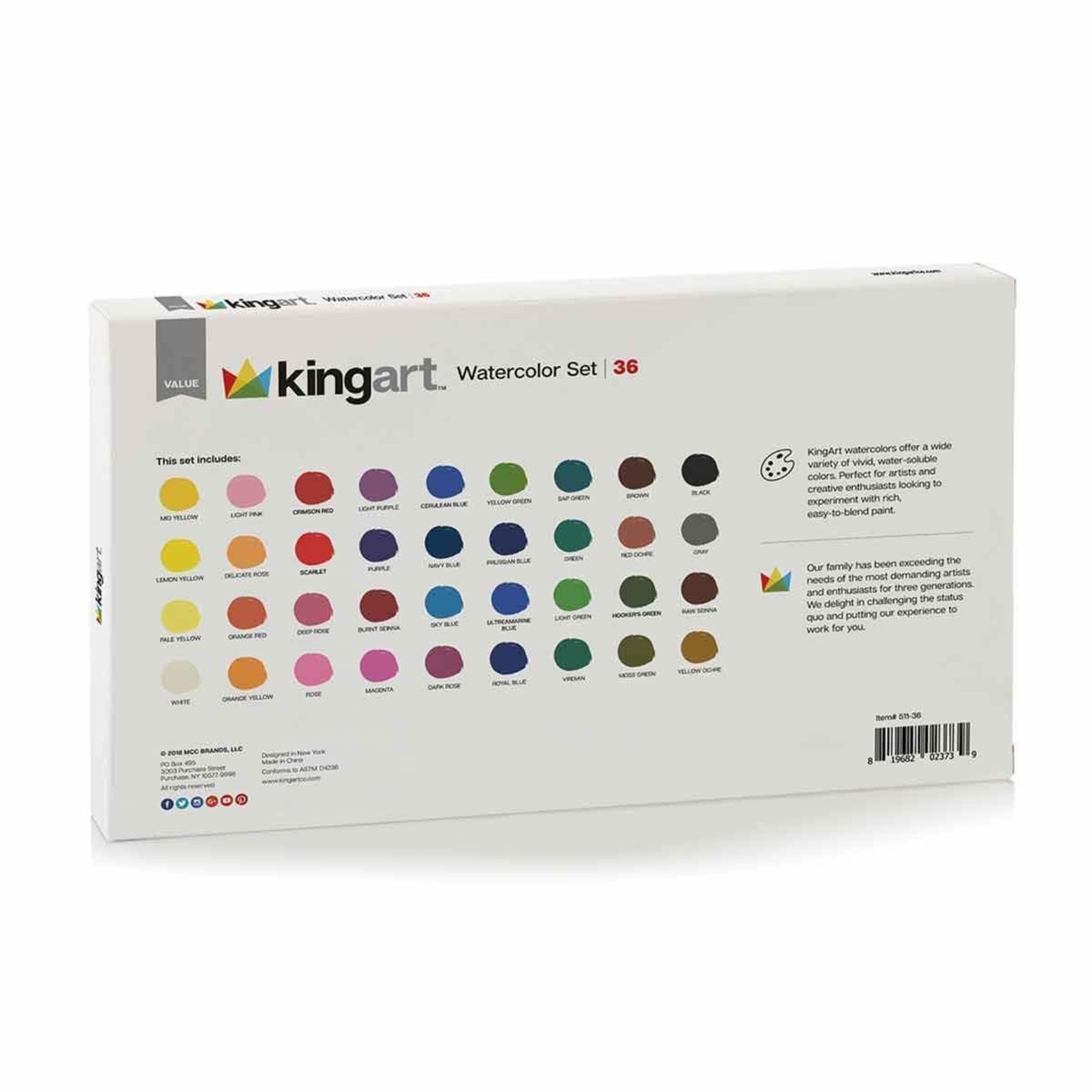 Kingart Watercolor Pan Set - 36 Unique Colors