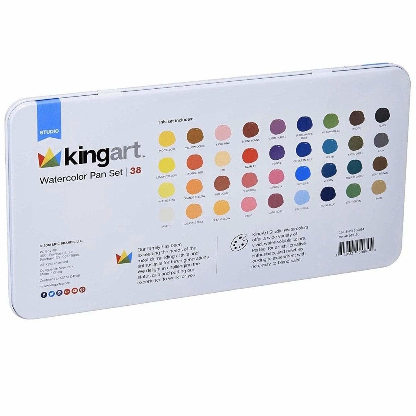Kingart Watercolor Paint Set in Tin - 36 Unique Colors