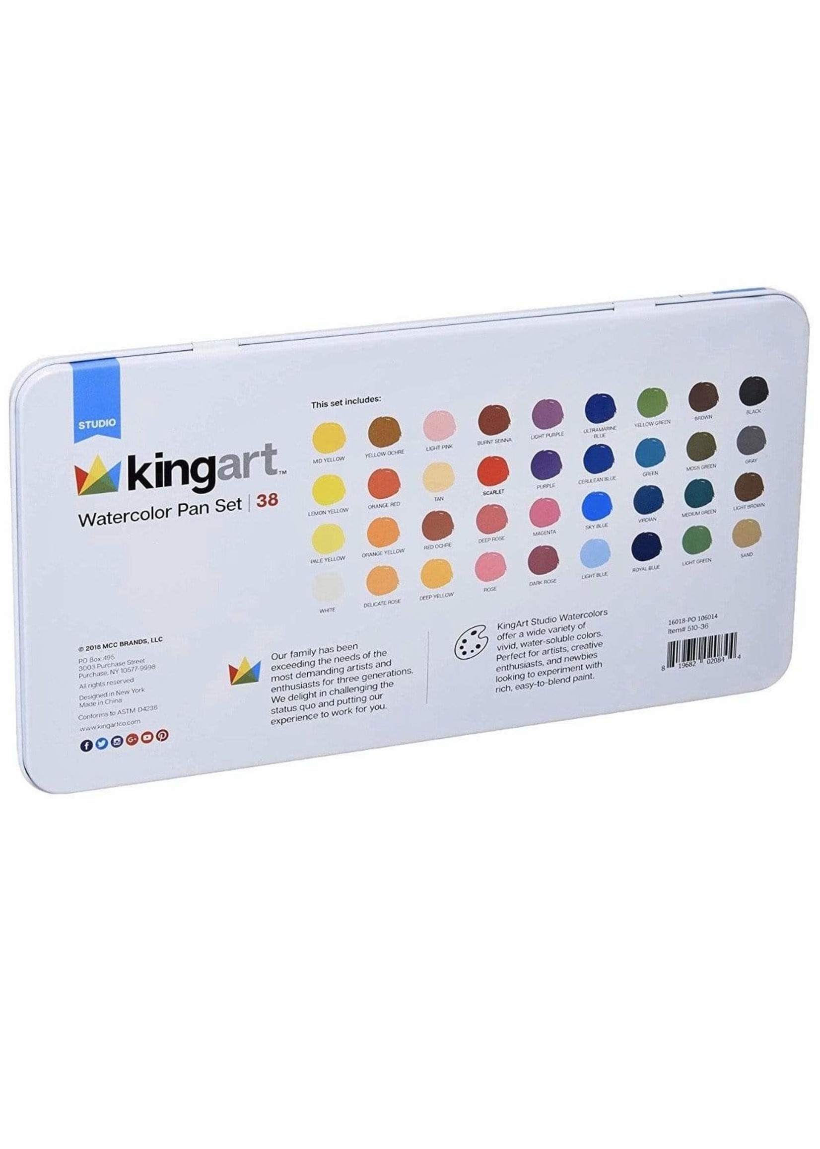 Kingart Watercolor Paint Set in Tin - 36 Unique Colors