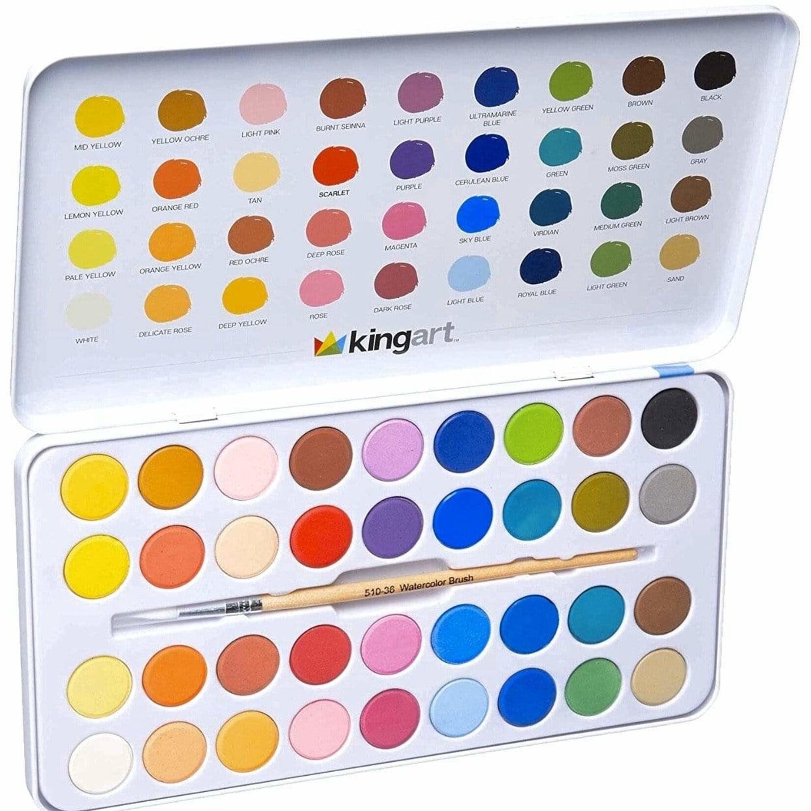 Kingart Watercolor Paint Set in Tin - 36 Unique Colors