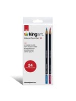 Kingart Soft Core Colored Pencils in Tin - 24 Unique Colors