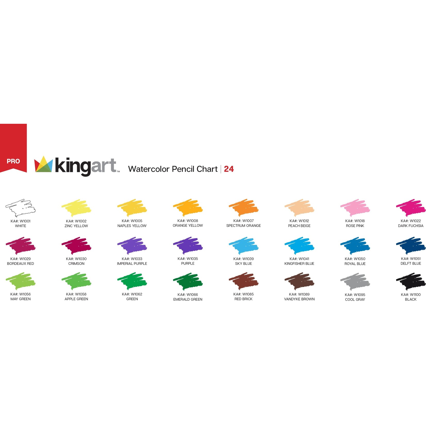 Kingart Watercolor Pencils in Tin - 24 Unique Colors