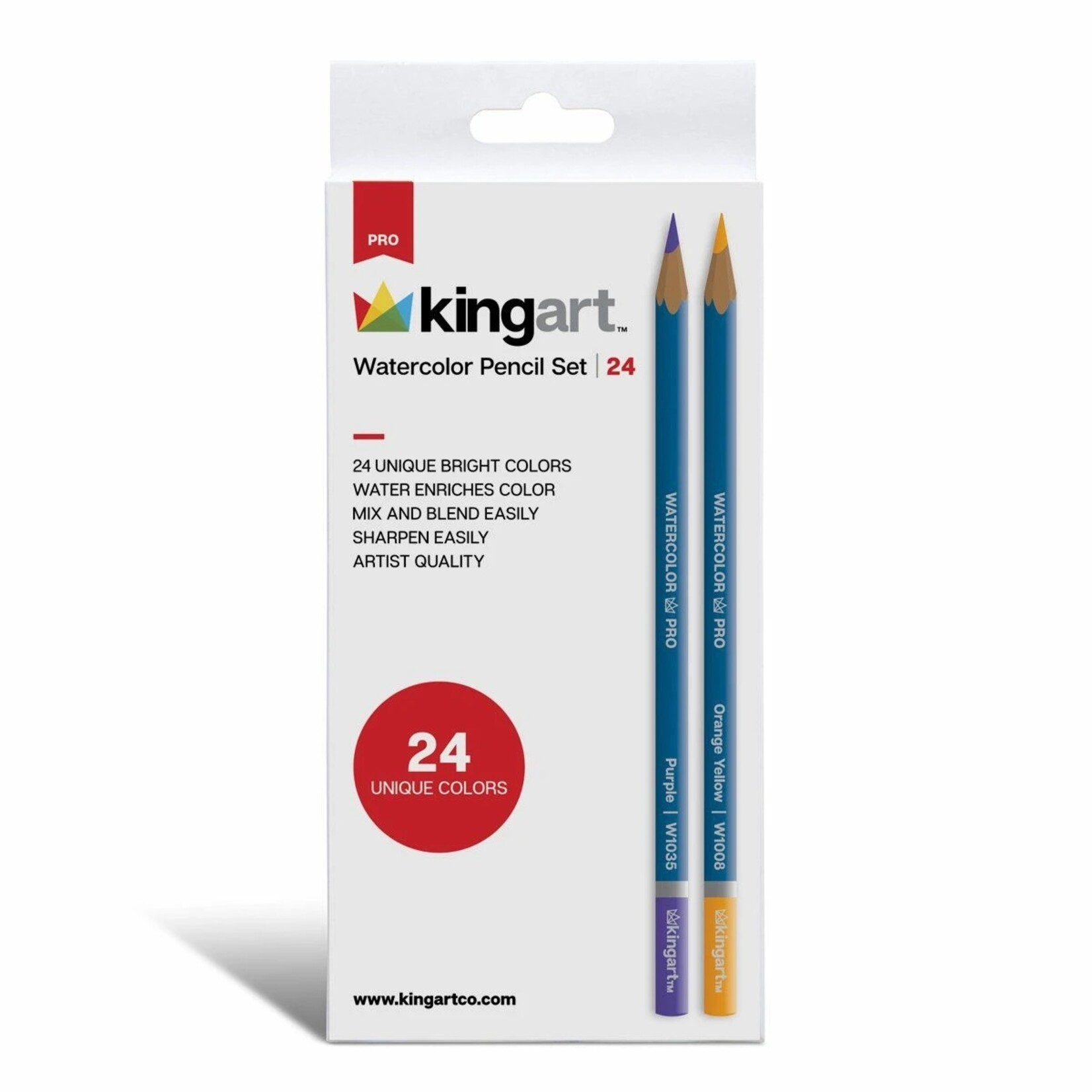 Kingart Watercolor Pencils in Tin - 24 Unique Colors