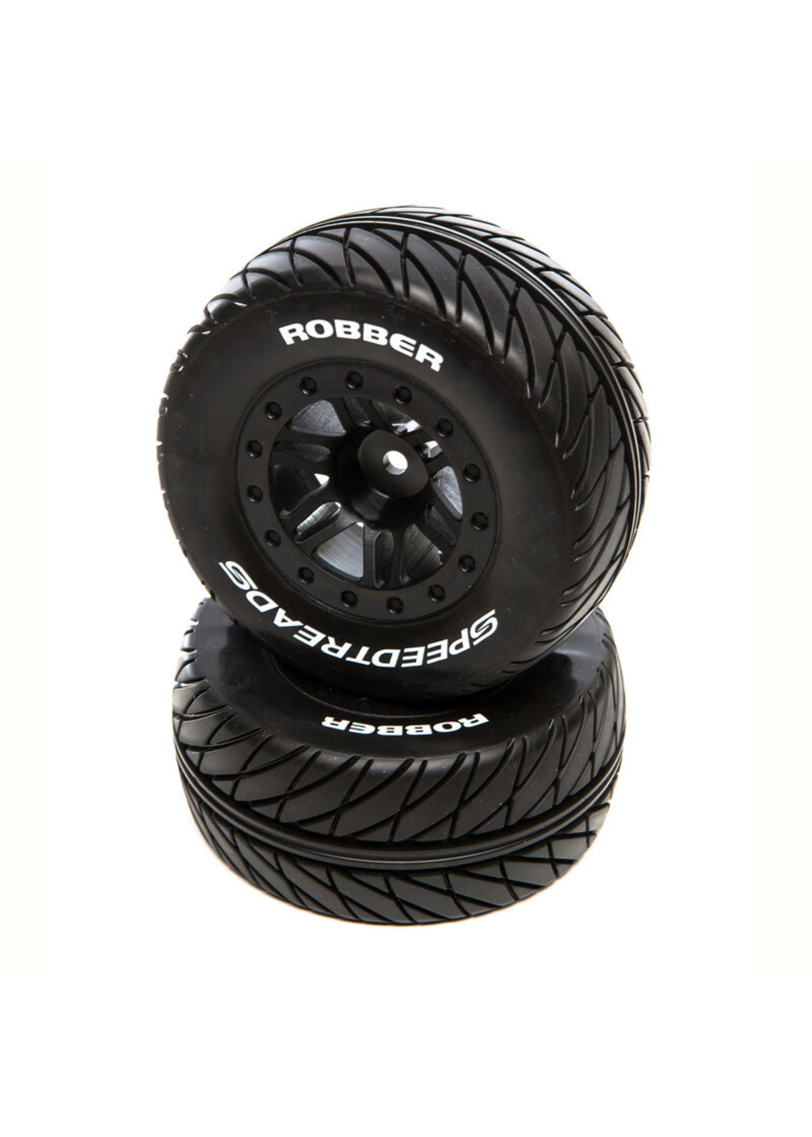 Duratrax DTXC2929 - SpeedTreads Robber SC Front Rear Black Mounted: Traxxas Slash/Rustler, ECX 4X4