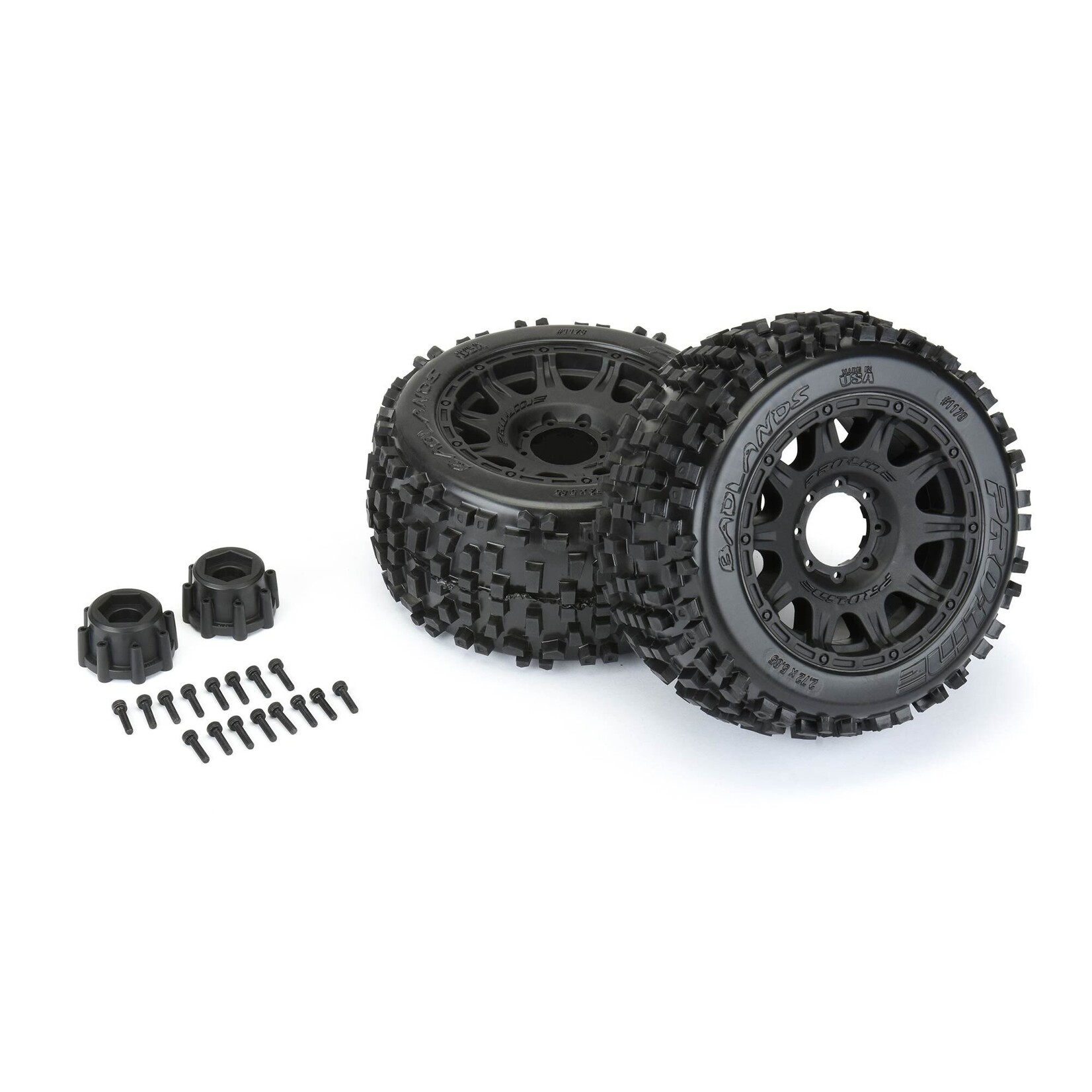 Pro-Line PRO117810 - Badlands 3.8" All Terrain MT Tires, Raid Black Mounted 8x32 17mm Hex