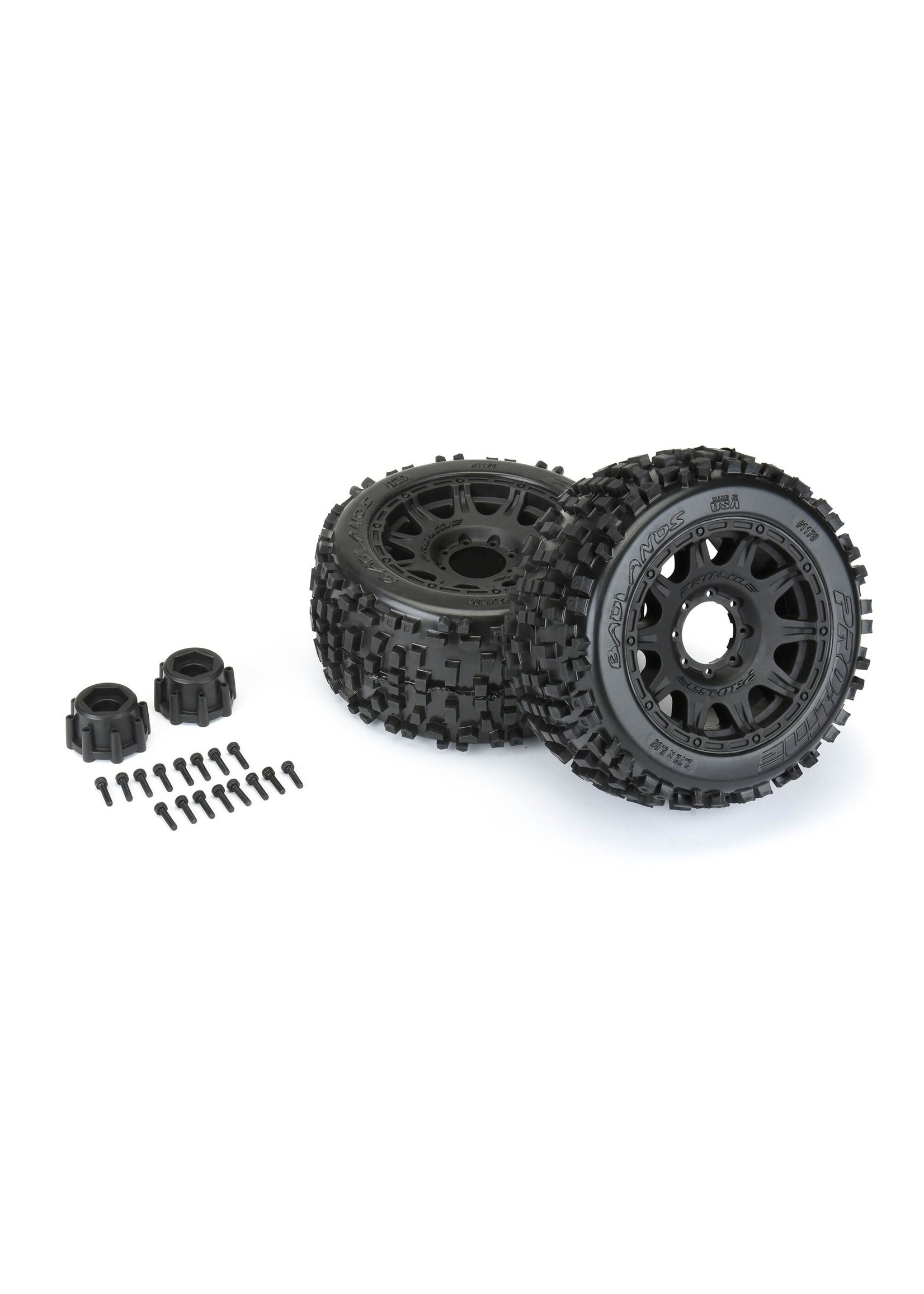 Pro-Line PRO117810 - Badlands 3.8" All Terrain MT Tires, Raid Black Mounted 8x32 17mm Hex