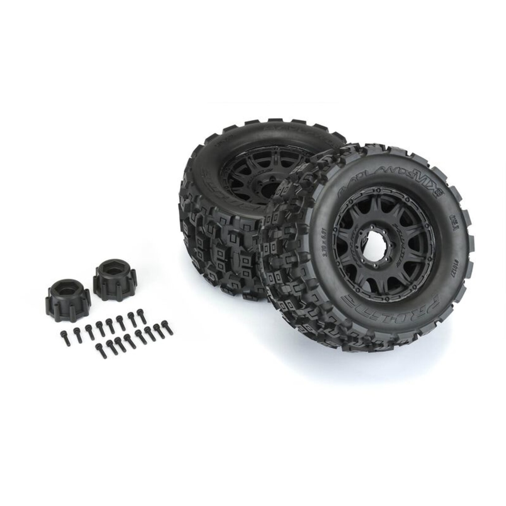 Pro-Line PRO1012710 - Badlands MX38 3.8" Mounted Raid MT Tires, 8x32 17mm F/R