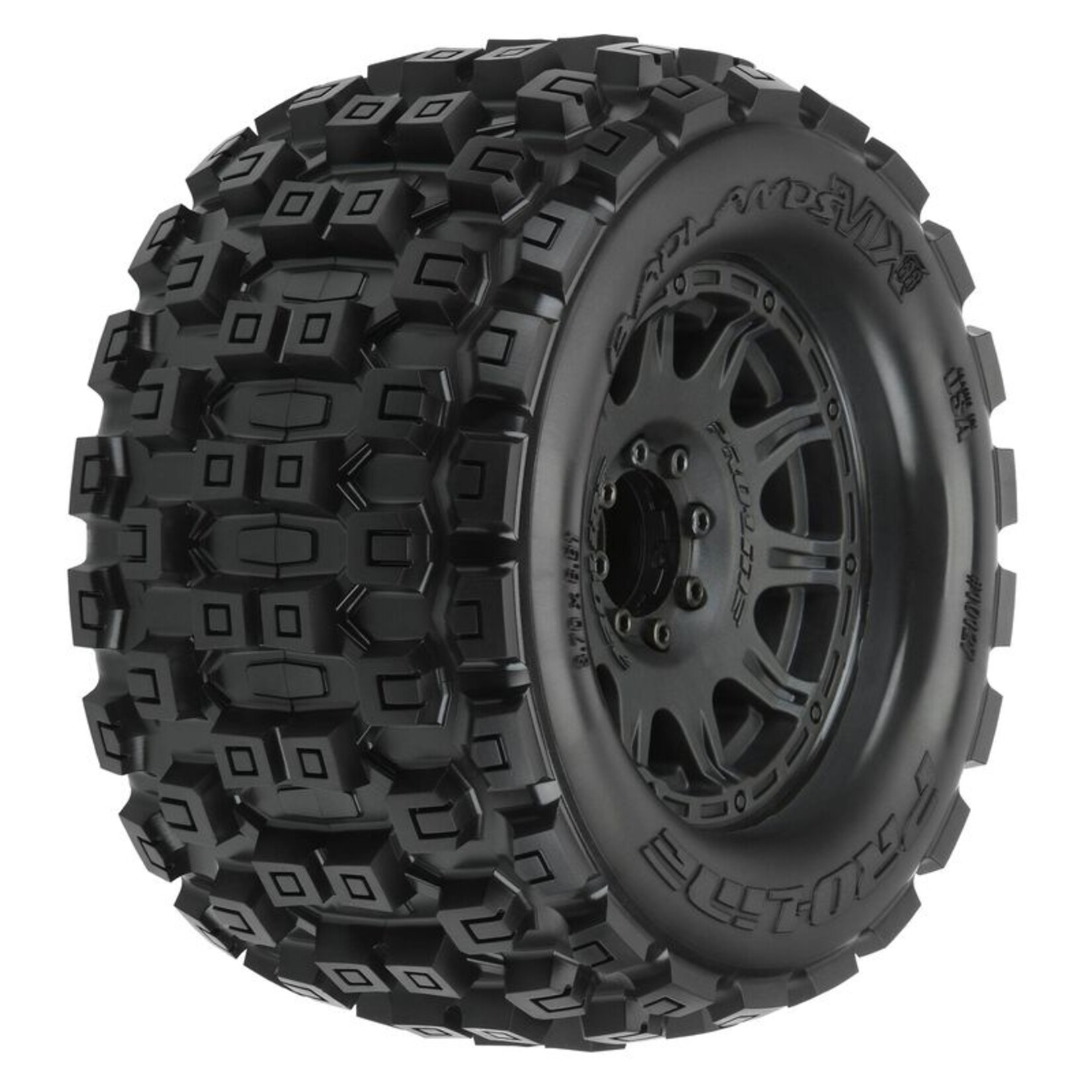 Pro-Line PRO1012710 - Badlands MX38 3.8" Mounted Raid MT Tires, 8x32 17mm F/R