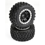 Pro-Line PRO1013113 - Badlands MX43 Pro-Loc Mounted, Impulse Black Wheels with Grey Rings: X-Maxx