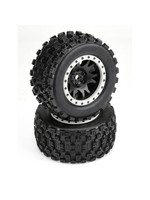 Pro-Line PRO1013113 - Badlands MX43 Pro-Loc Mounted, Impulse Black Wheels with Grey Rings: X-Maxx