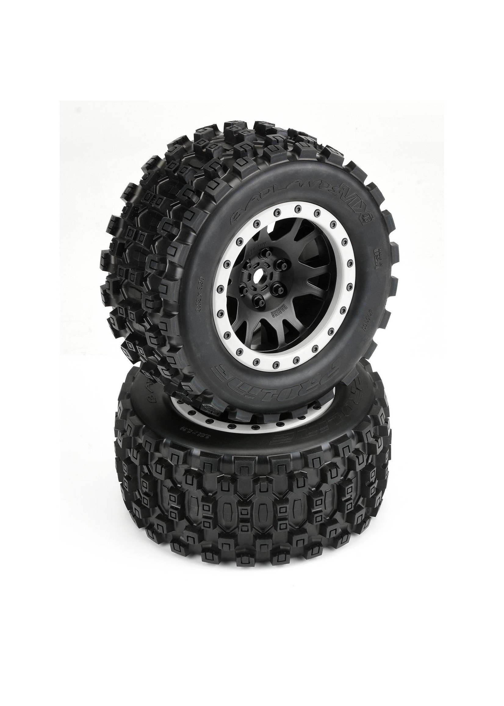 Pro-Line PRO1013113 - Badlands MX43 Pro-Loc Mounted, Impulse Black Wheels with Grey Rings: X-Maxx