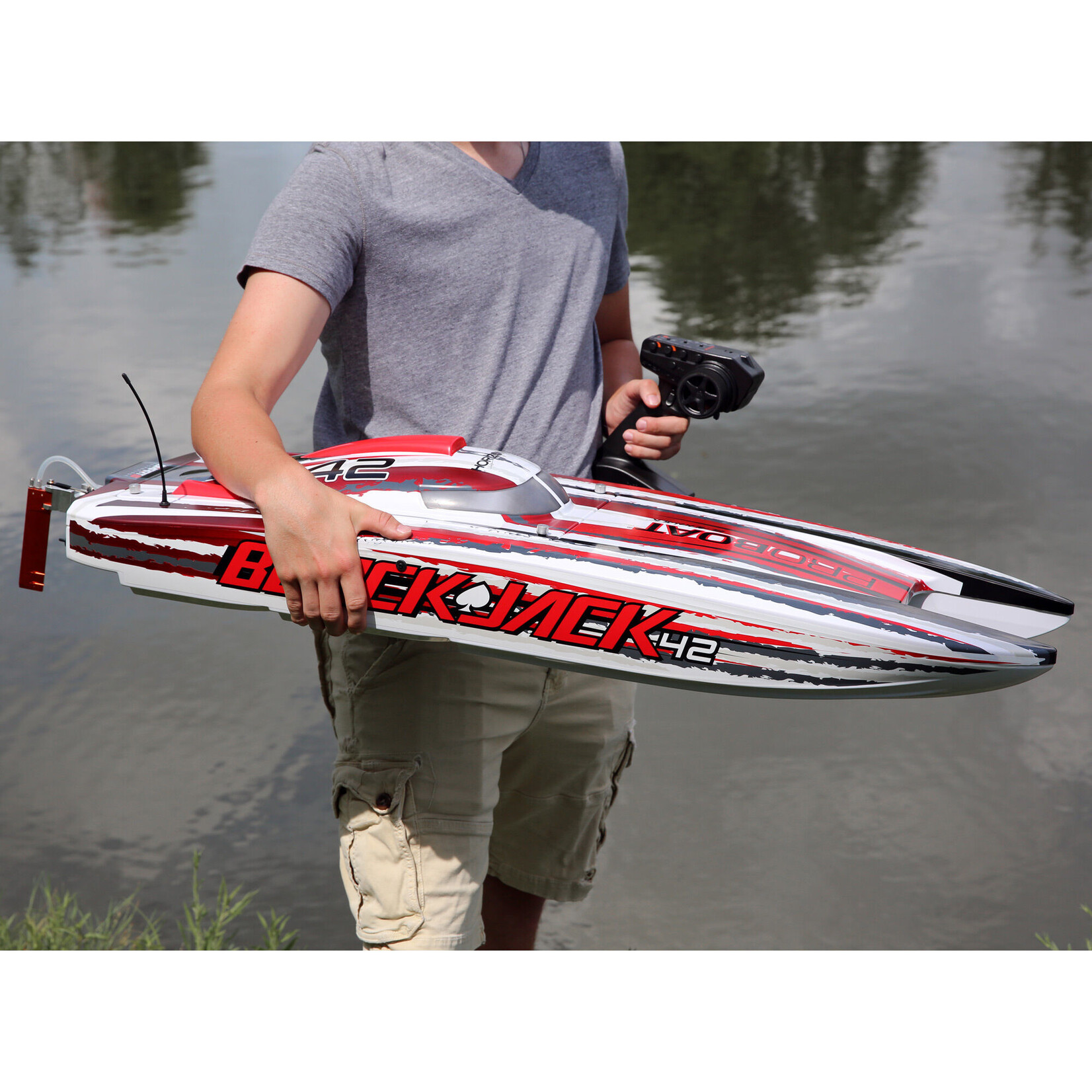 Pro Boat Blackjack 42" 8S Brushless Catamaran RTR - White/Red