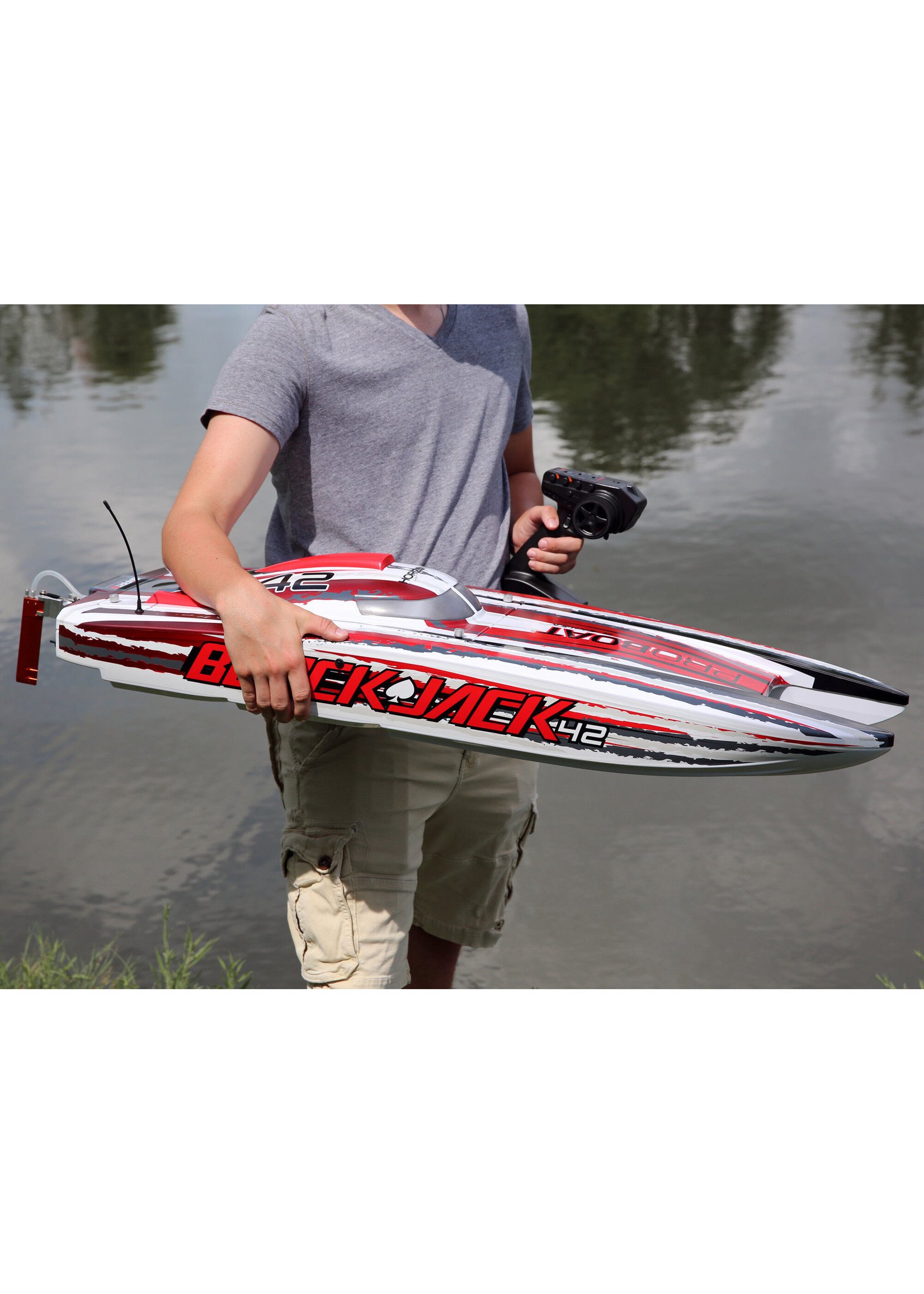 Pro Boat Blackjack 42" 8S Brushless Catamaran RTR - White/Red