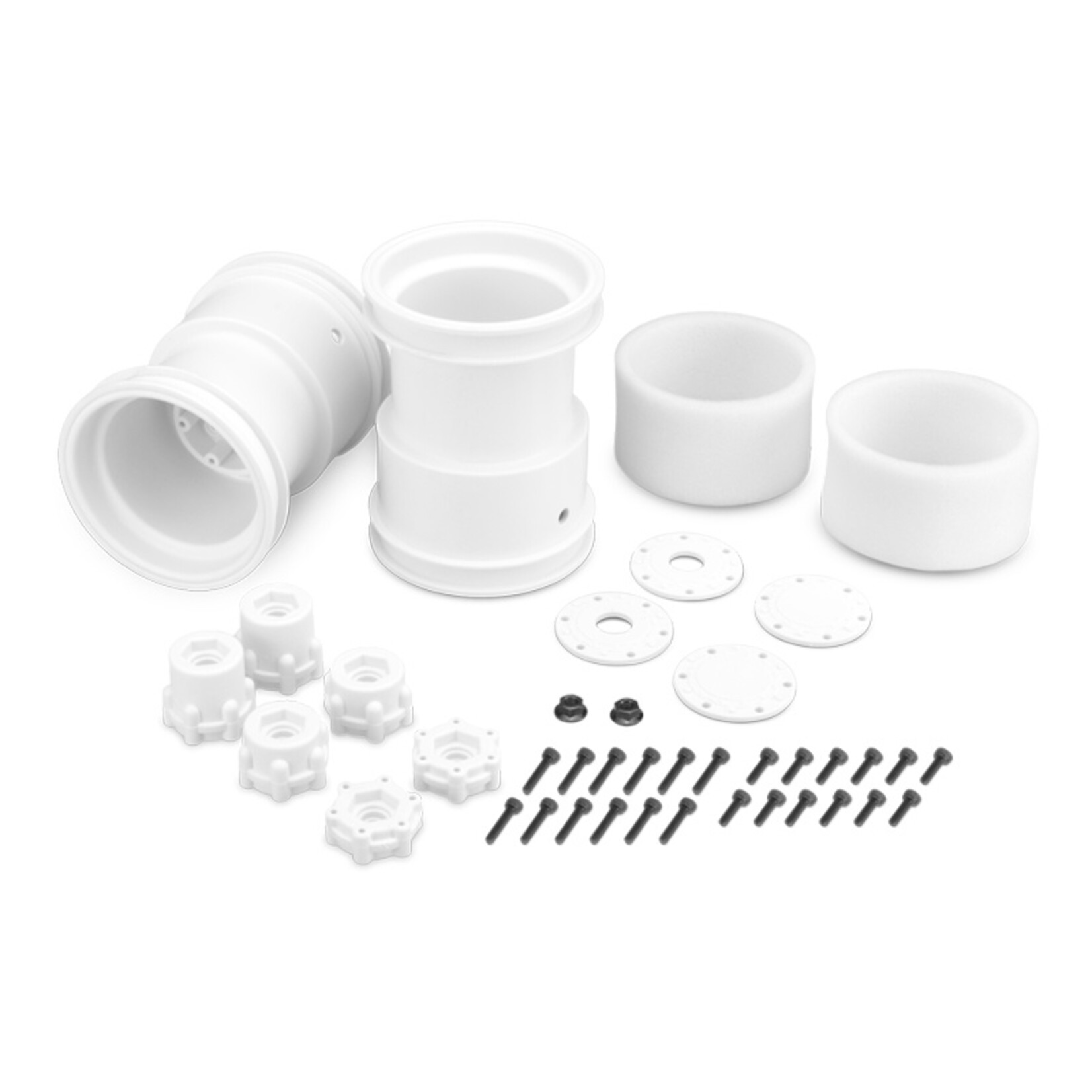 JConcepts JCO3377W - Tribute 2.6x3.6" Monster Truck Wheels with Adapters - White (1 pair)