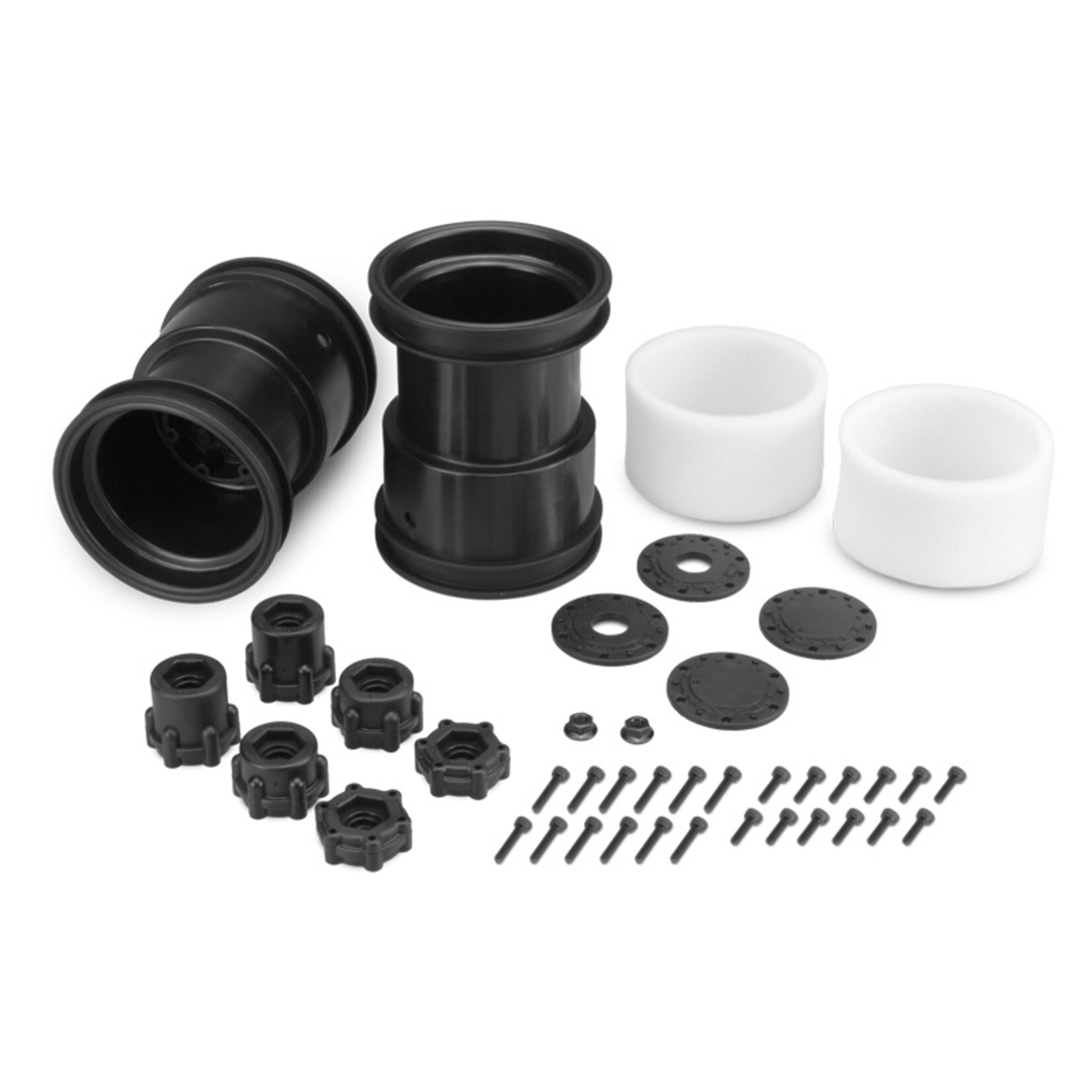 JConcepts JCO3377B - Tribute 2.6x3.6" Monster Truck Wheels with Adapters - Black (1 pair)