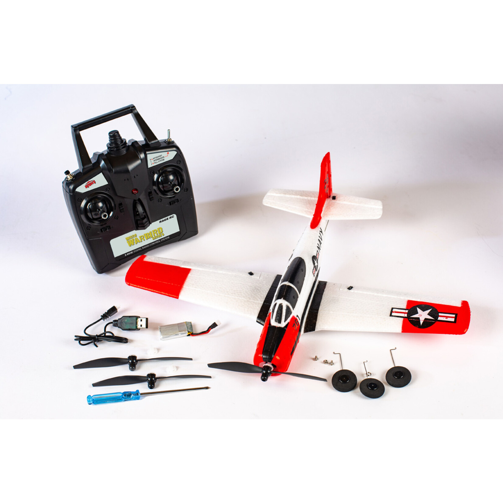 Rage RC RGRA1302 - T-28 Trojan Micro RTF Airplane w/PASS