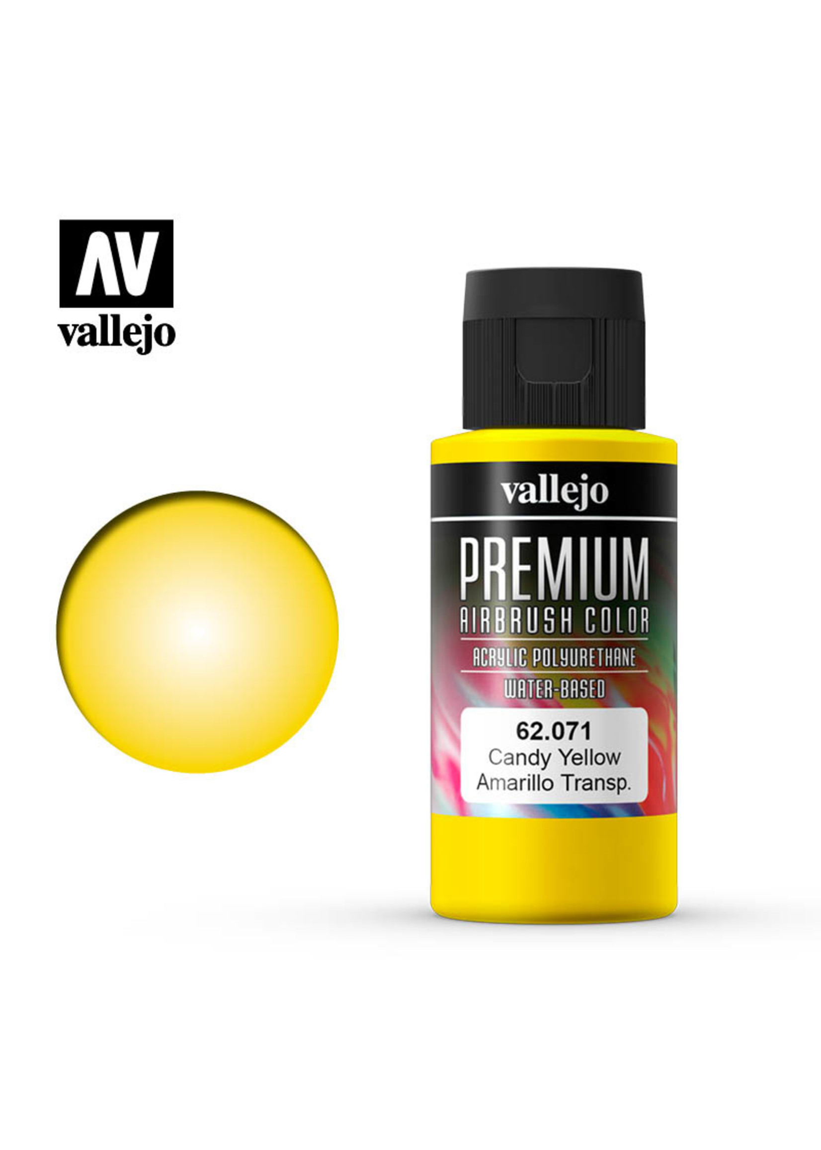 Vallejo 62.071 - Premium Airbrush Color Candy Yellow - 60ml