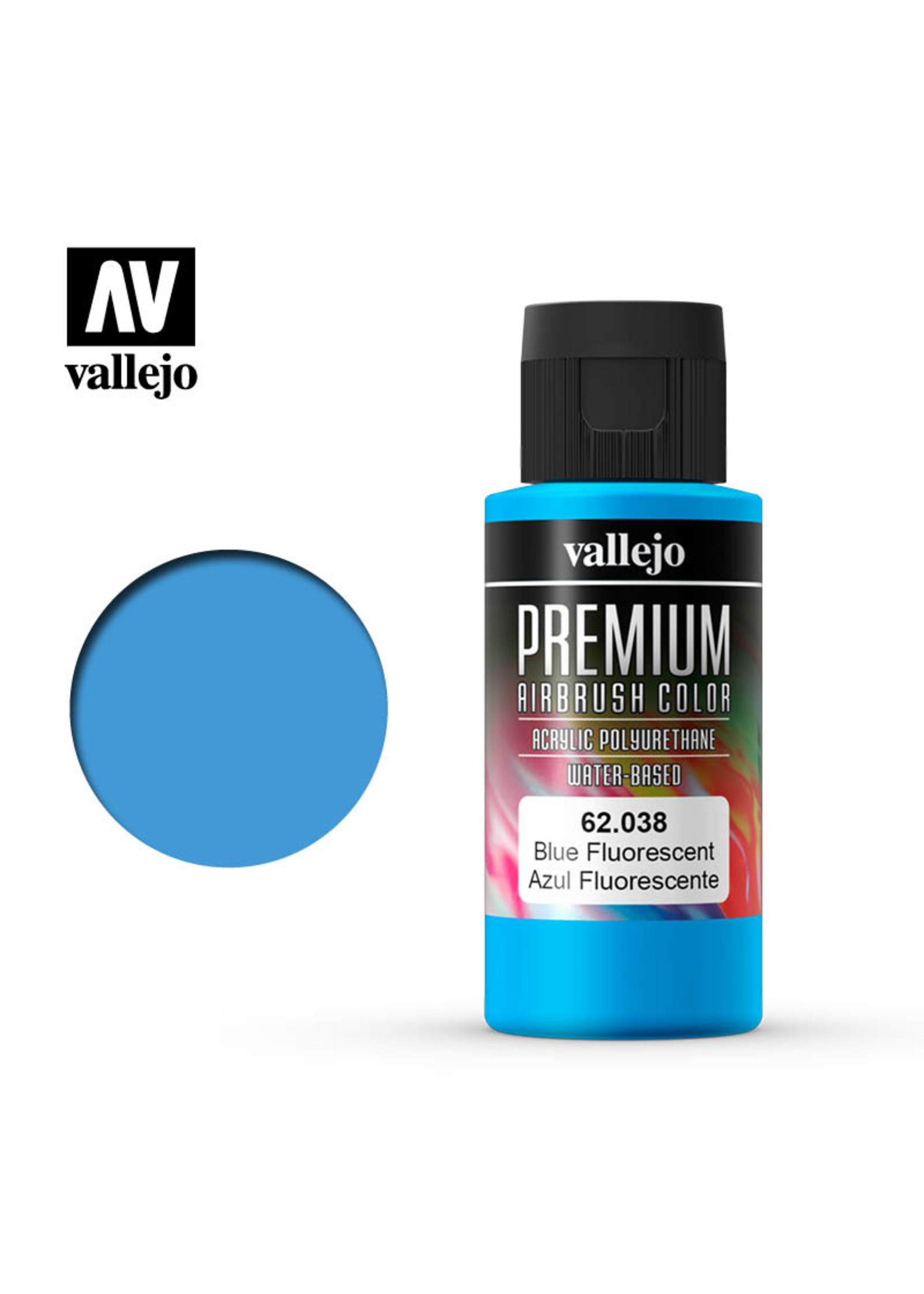Vallejo 62.038 - Premium Airbrush Color Fluorescent Blue - 60ml