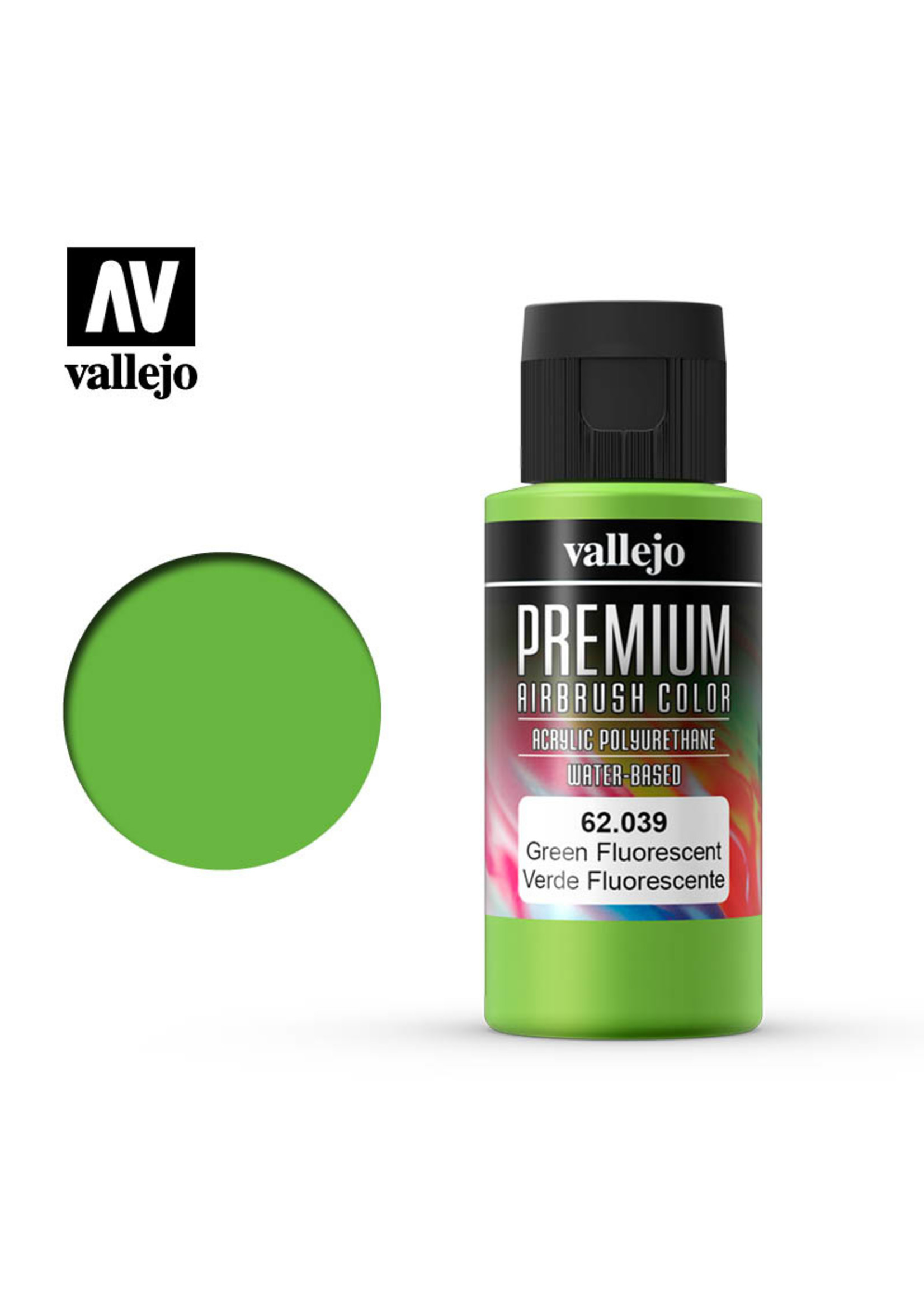 Vallejo 62.039 - Premium Airbrush Color Fluorescent Green - 60ml