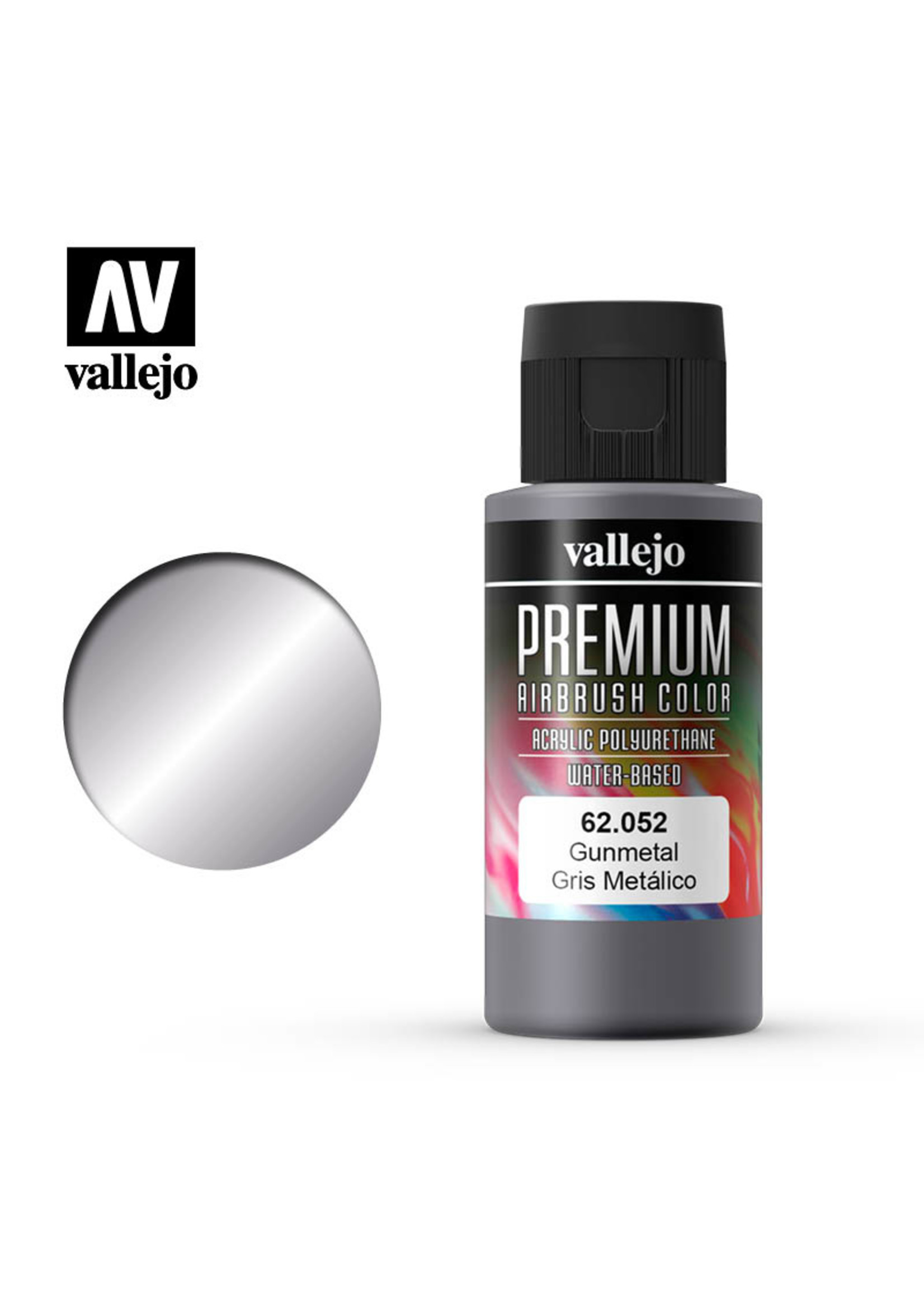 Vallejo 62.052 - Premium Airbrush Color Gunmetal - 60ml - Hub Hobby