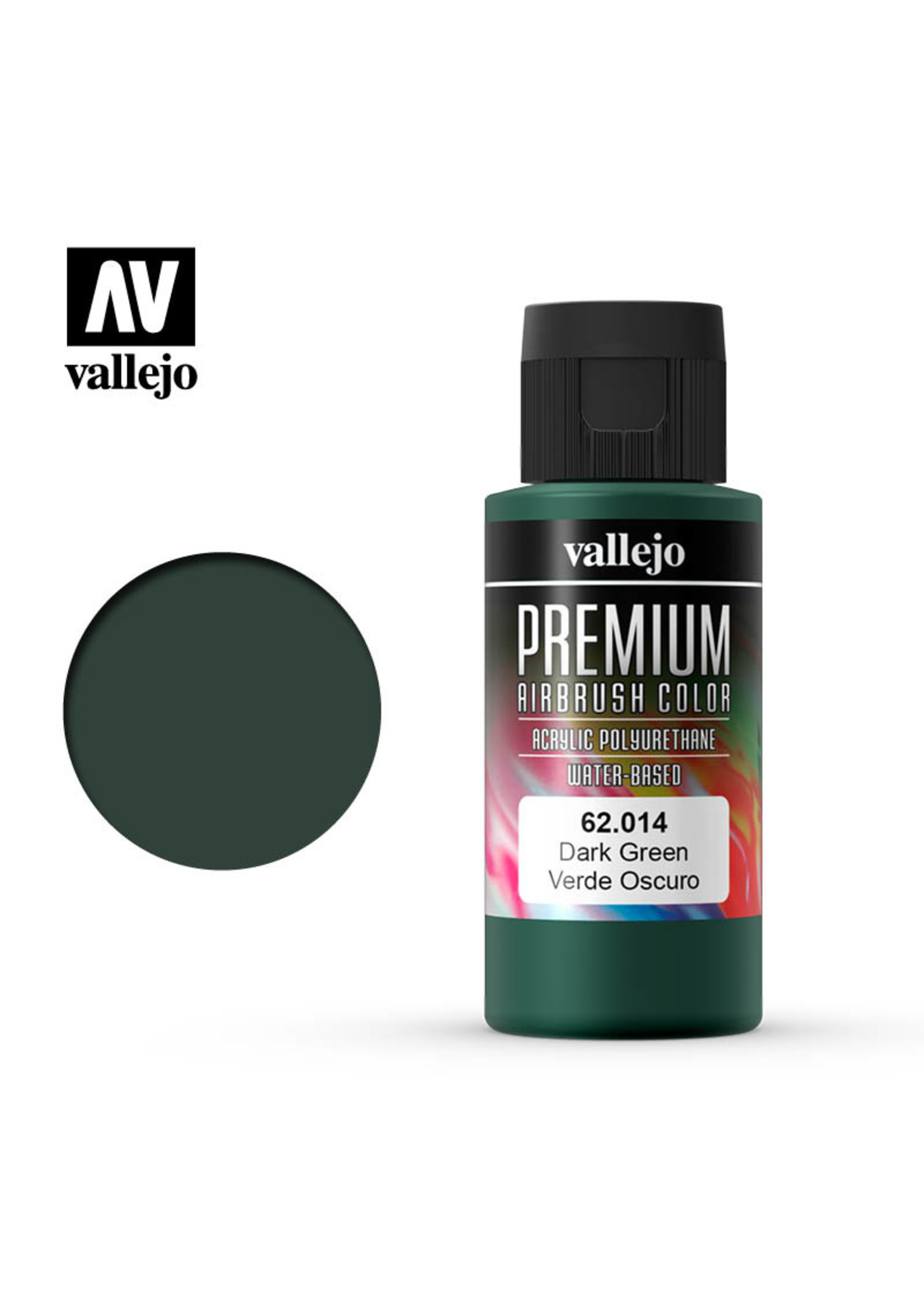 Vallejo Premium Airbrush Paint : 60ml : Green Fluorescent