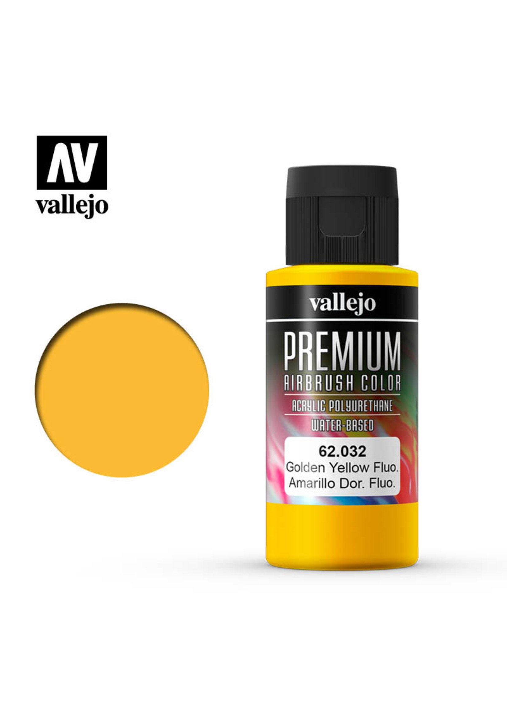 Vallejo 62.032 - Premium Airbrush Color Fluorescent Golden Yellow - 60ml