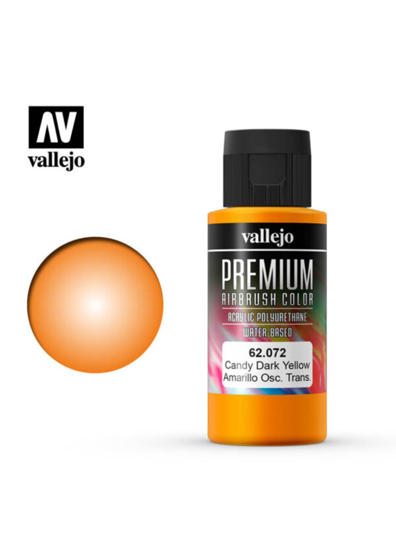 Vallejo 62.072 - Premium Airbrush Color Candy Dark Yellow - 60ml
