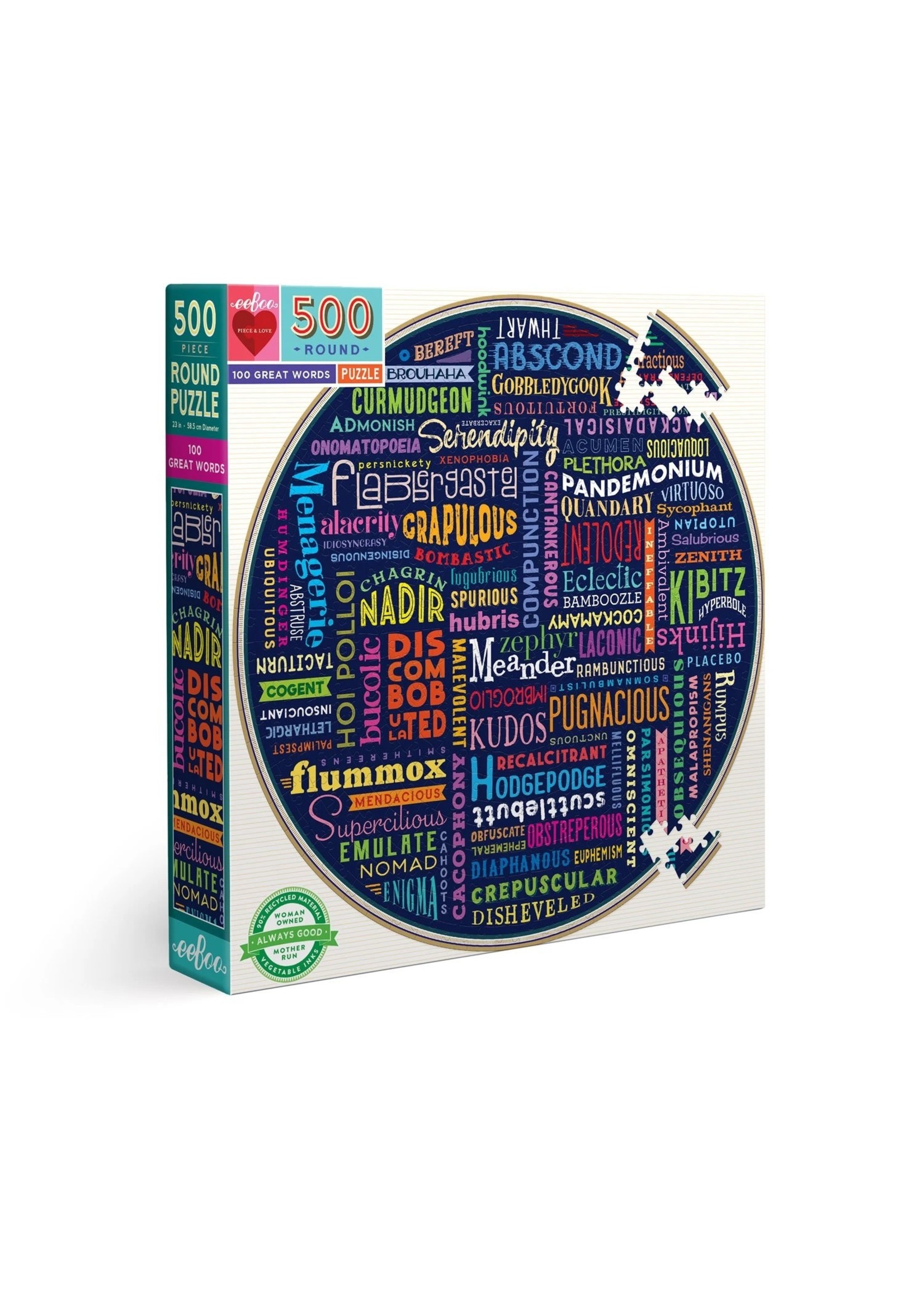 Eeboo 100 Great Words - 500 Piece Puzzle