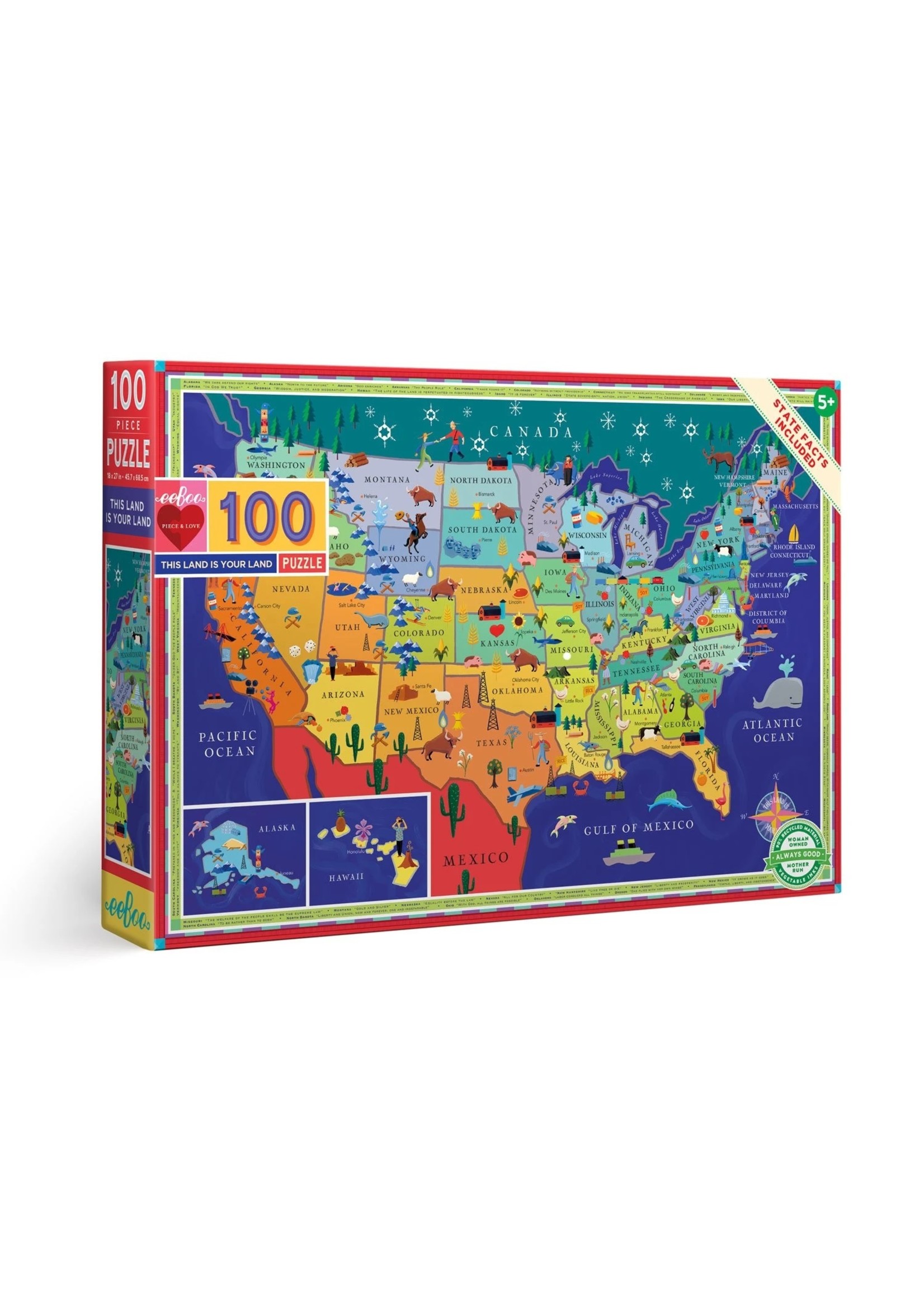 Eeboo This Land is Your Land - 100 Piece Puzzle