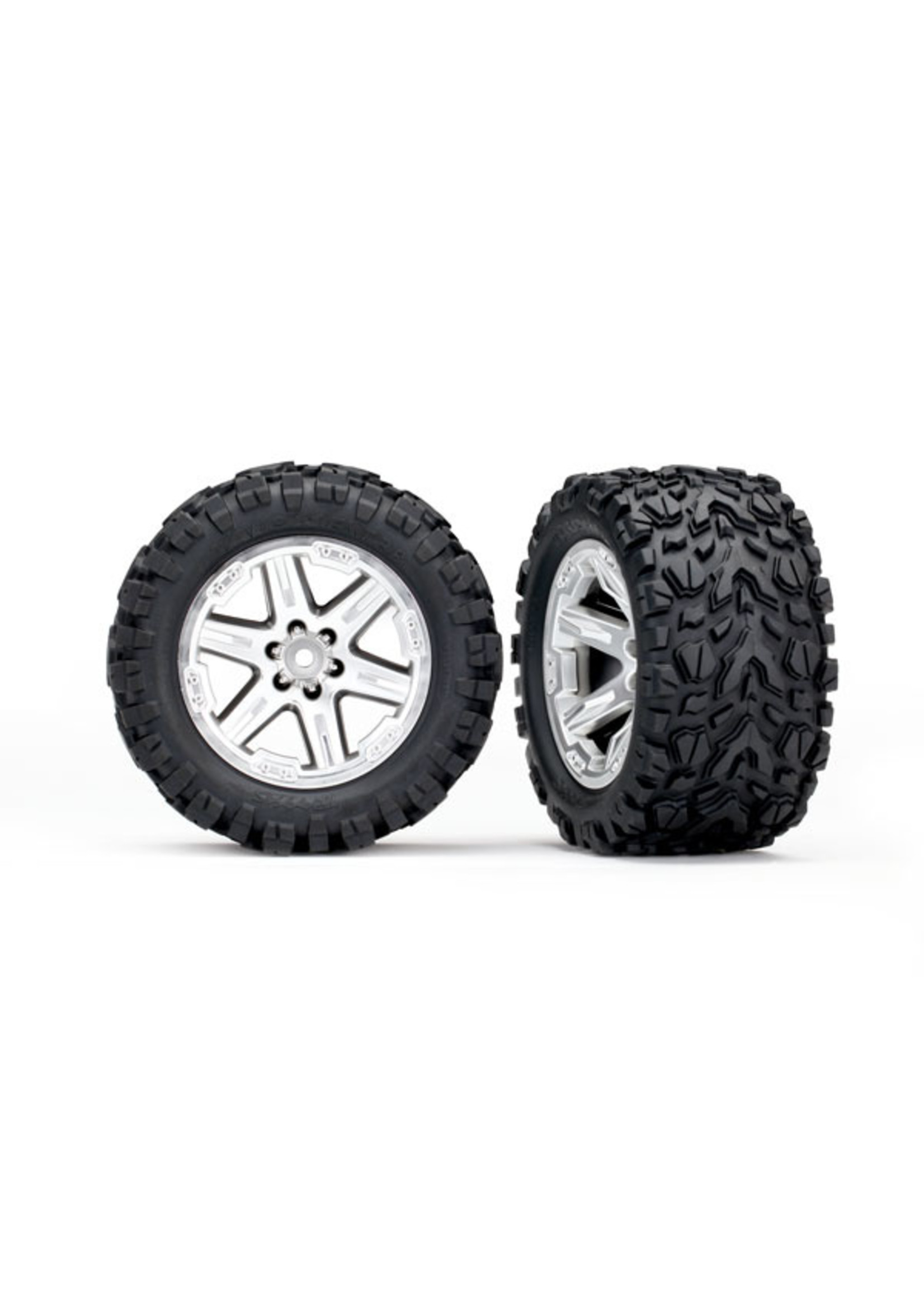 Traxxas 6774R - RXT Satin Chrome Wheels / Talon Extreme Tires