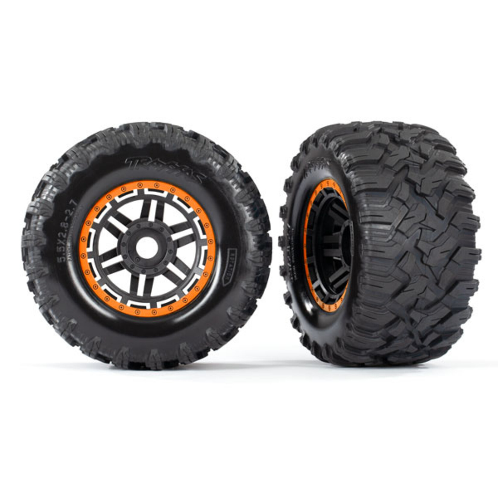 Traxxas 8972T - Black Orange Beadlock Wheels / Maxx MT Tires