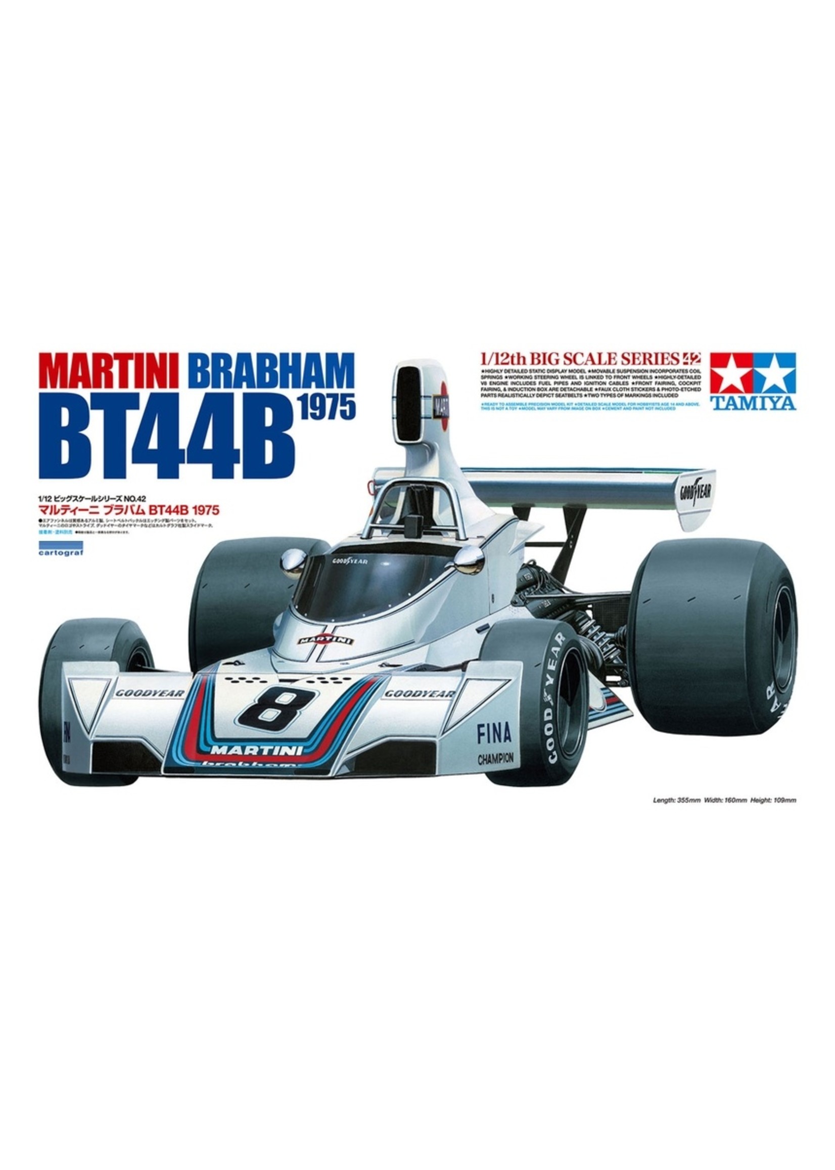 Tamiya 12042 - 1/12 Martini Brabham BT44B 1975 Plastic Model Kit - Hub Hobby
