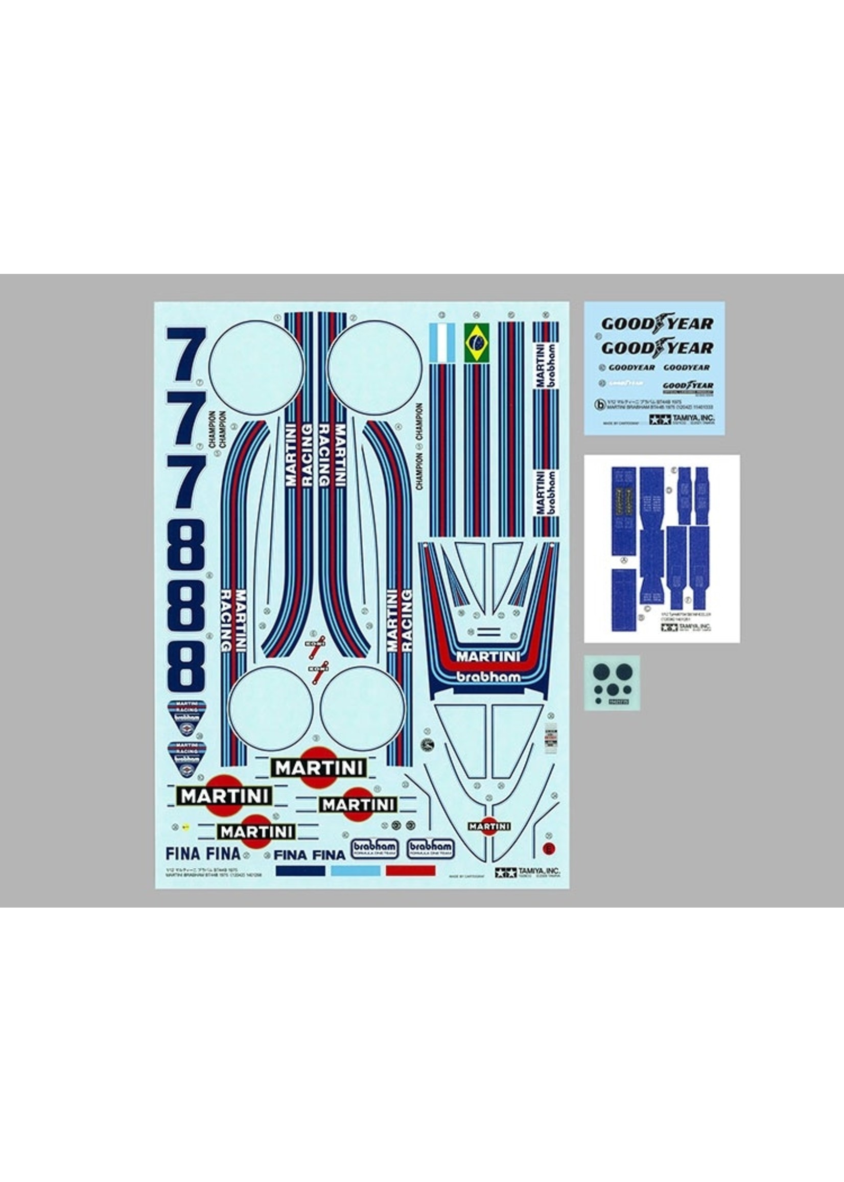 INDECALS: 1/12 BRABHAM BT44B PACE REPLACEMENT DECAL for TAMIYA
