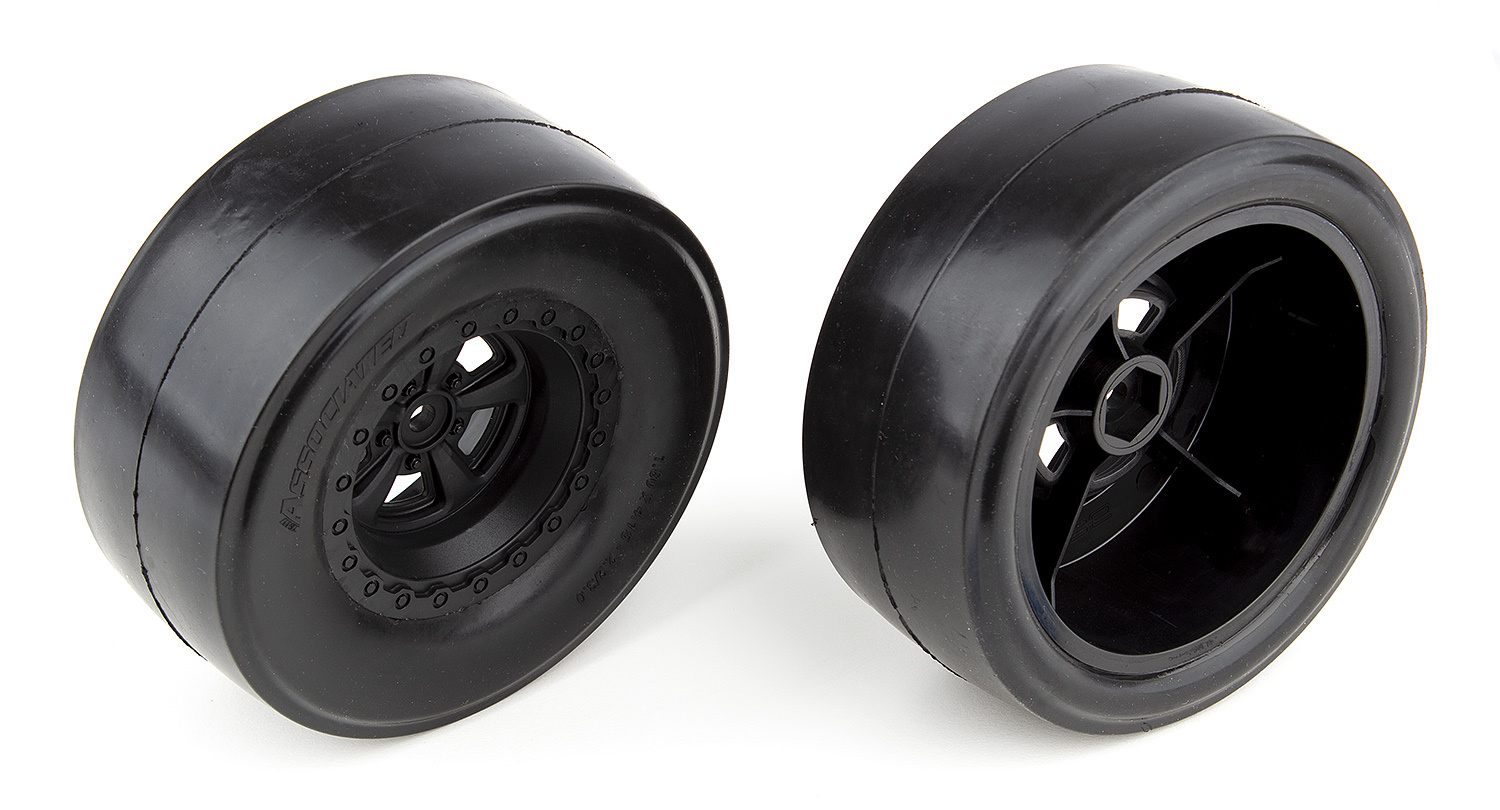 71072 - DR10 Rear Wheels & Drag Slick Tires, Mounted