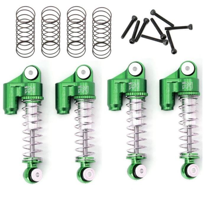 PHBPHSCX2401GREEN - Aluminum Threaded Mini/Micro Shocks for Axial SCX24 Front Rear - Green