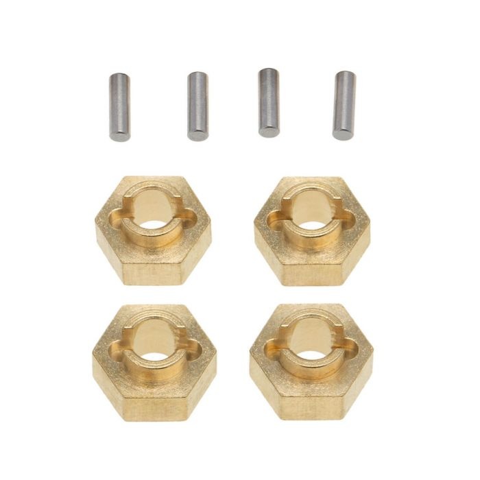 PHBPHSCX2435 - Axial SCX24 Brass 7mm Wheel Hex Hubs Jeep C10 Betty Deadbolt