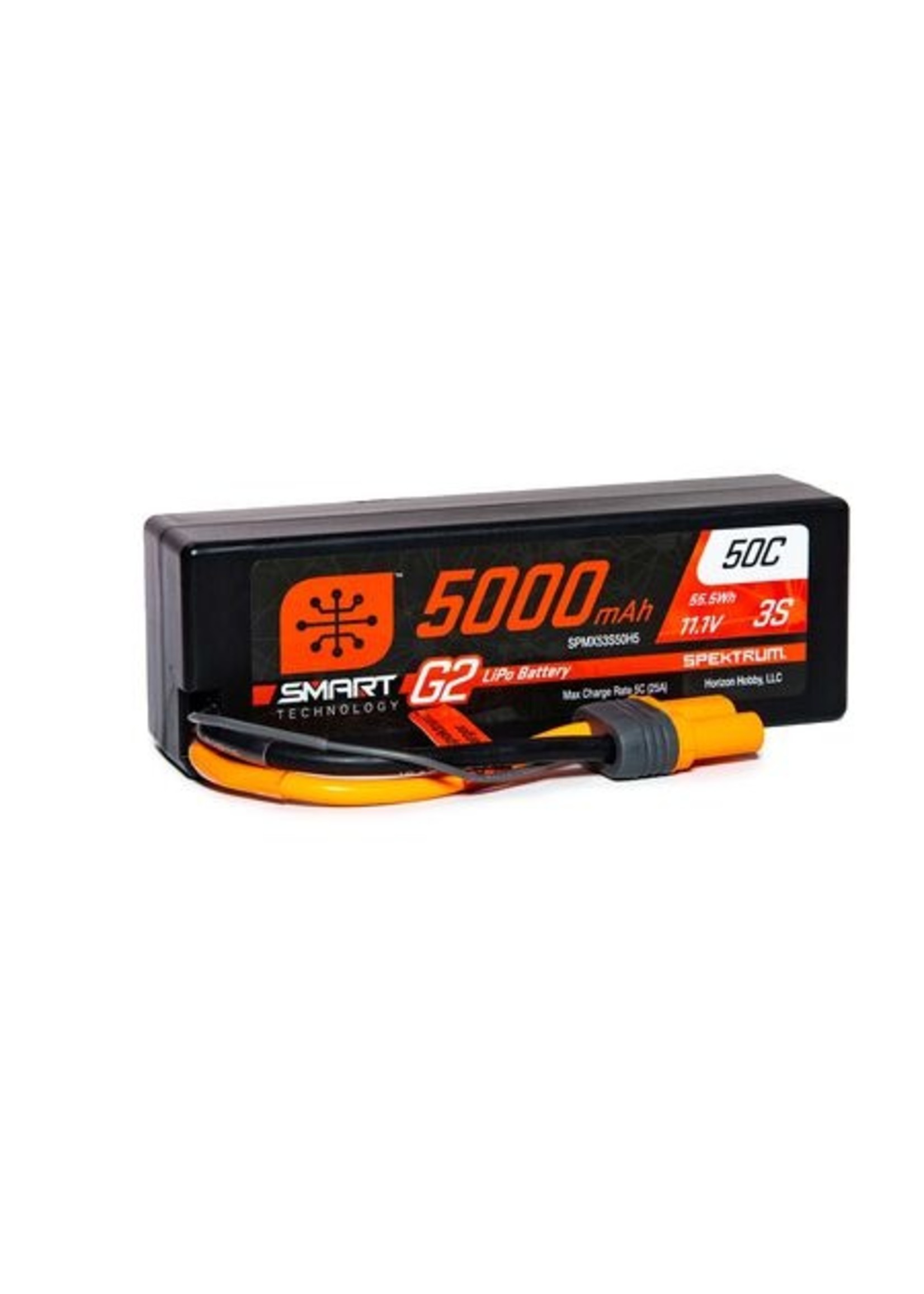 Spektrum SPMX53S50H5 - 11.1V 5000mAh 3S 50C Smart G2 Hardcase LiPo Battery: IC5