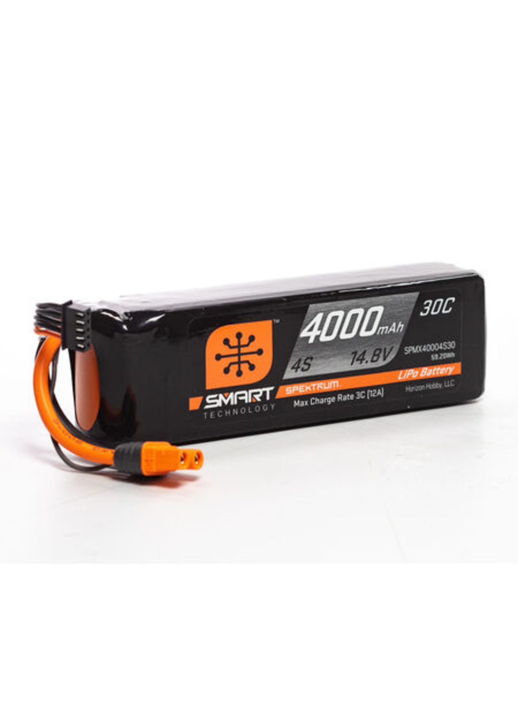 Spektrum SPMX40004S30 - 14.8V 4000mAh 4S 30C Smart LiPo Battery: IC3