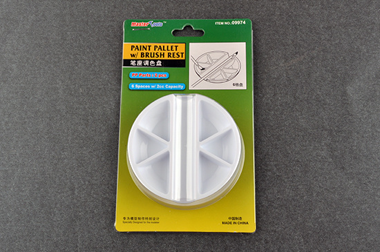 09974 - Paint Palette, 6 Wells with Brush Rest & Lid